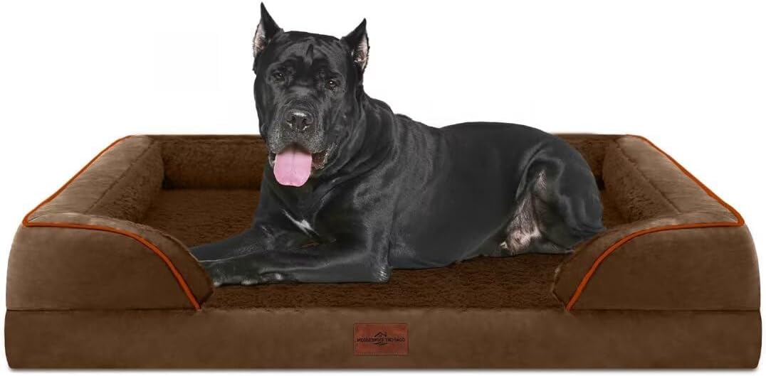 Comfort Expression Orthopedic Dog Bed for Extra Large Dogs with Bolster | Waterproof Dog Couch Bed with Washable Cover & Non-Slip Bottom, Supportive Egg Crate Foam XL Pet Bed, 42x30 Inch