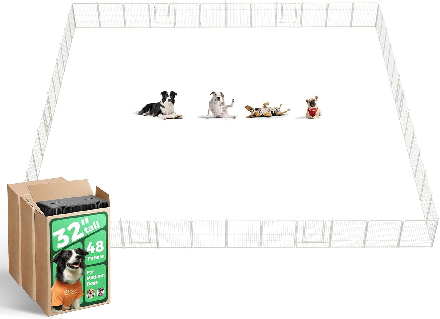 Rollick Dog Playpen, Indoor, Yard & RV Camping, 24" H, 8 Panels | Easy setup, Heavy-duty, DIY layouts, Walk-through gate, for Puppies & Small Dogs, Patented