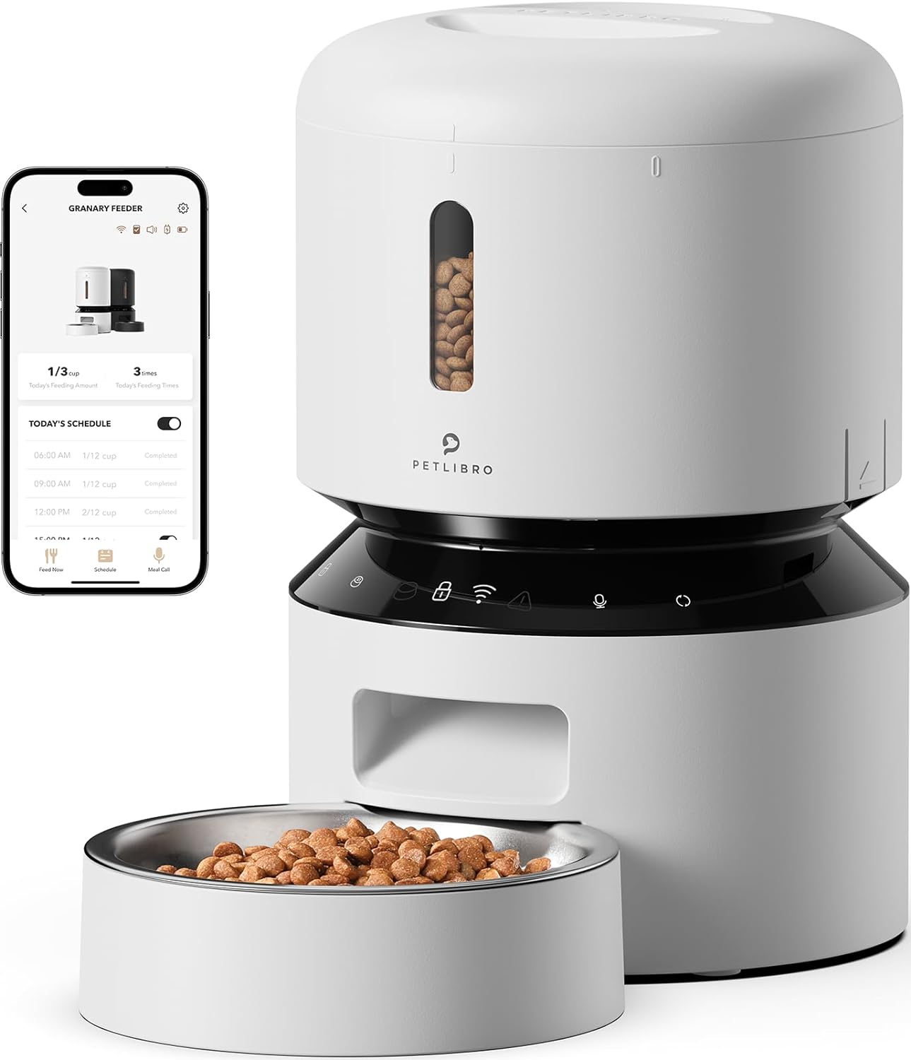 Automatic Cat Feeder, 5G WiFi Automatic Dog Food Dispenser with Freshness Preservation, 5L Timed Pet Feeder with Low Food Sensor, Up to 10 Meals Per Day, Granary Black