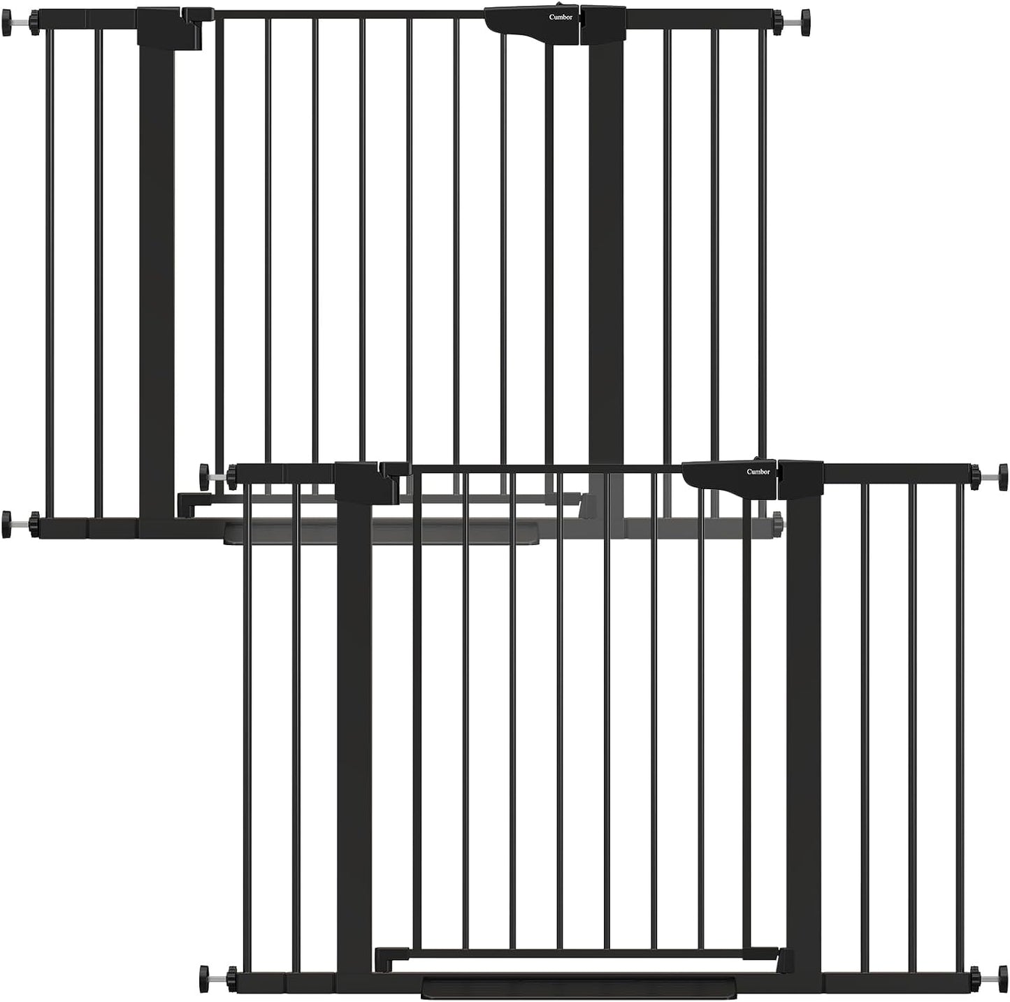 30-46" Baby Gate for Stairs, Auto Close Dog Gate for the House Black | Easy Install Pressure Mounted Pet Gates for Doorway, Dual Lock Indoor Safety Gate for Baby & Dog, Mom's Choice Awards Winner