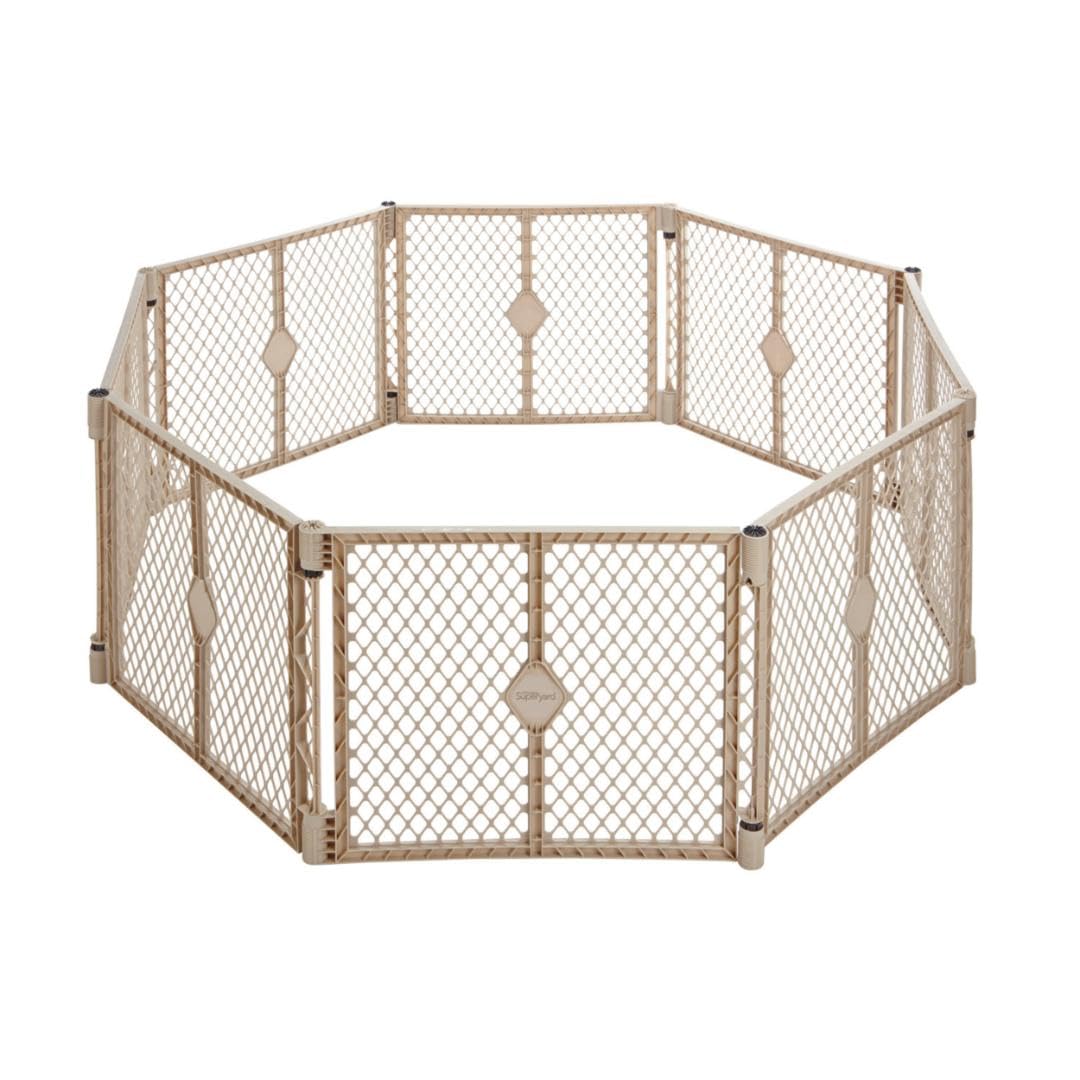 Superyard Duo 6-Panel Baby Playard or Wall Mount Barrier; Lt Gray | Portable, Durable, For Babies and Toddlers, Freestanding, Expandable Modular Sizing, Indoor or Outdoor Use, Made in USA