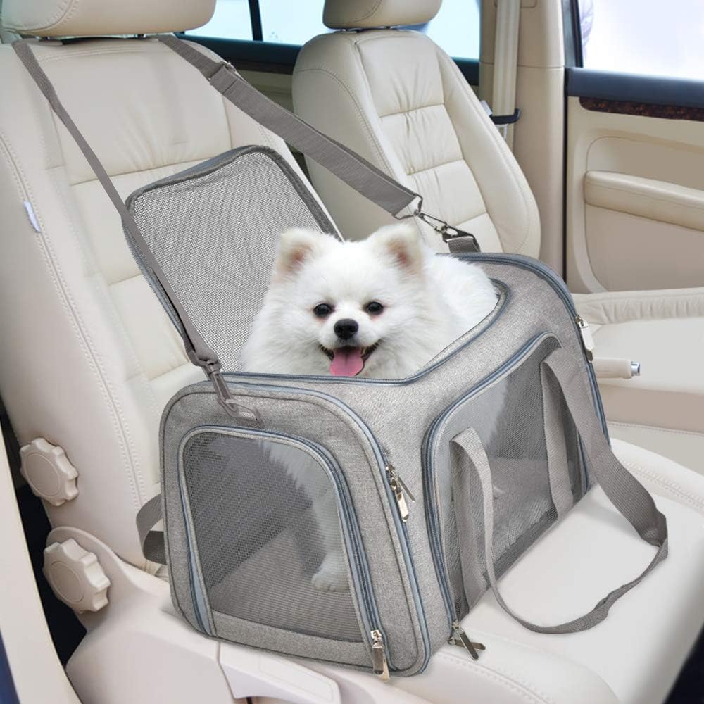 Henkelion Cat Carriers Dog Carrier Pet Carrier For Small / Medium Cats Dogs Puppies (Up To 15lbs), TSA Airline Approved Small Dog Carrier Soft Sided, Collapsible Waterproof Travel Puppy Carrier - Grey | Product image 6