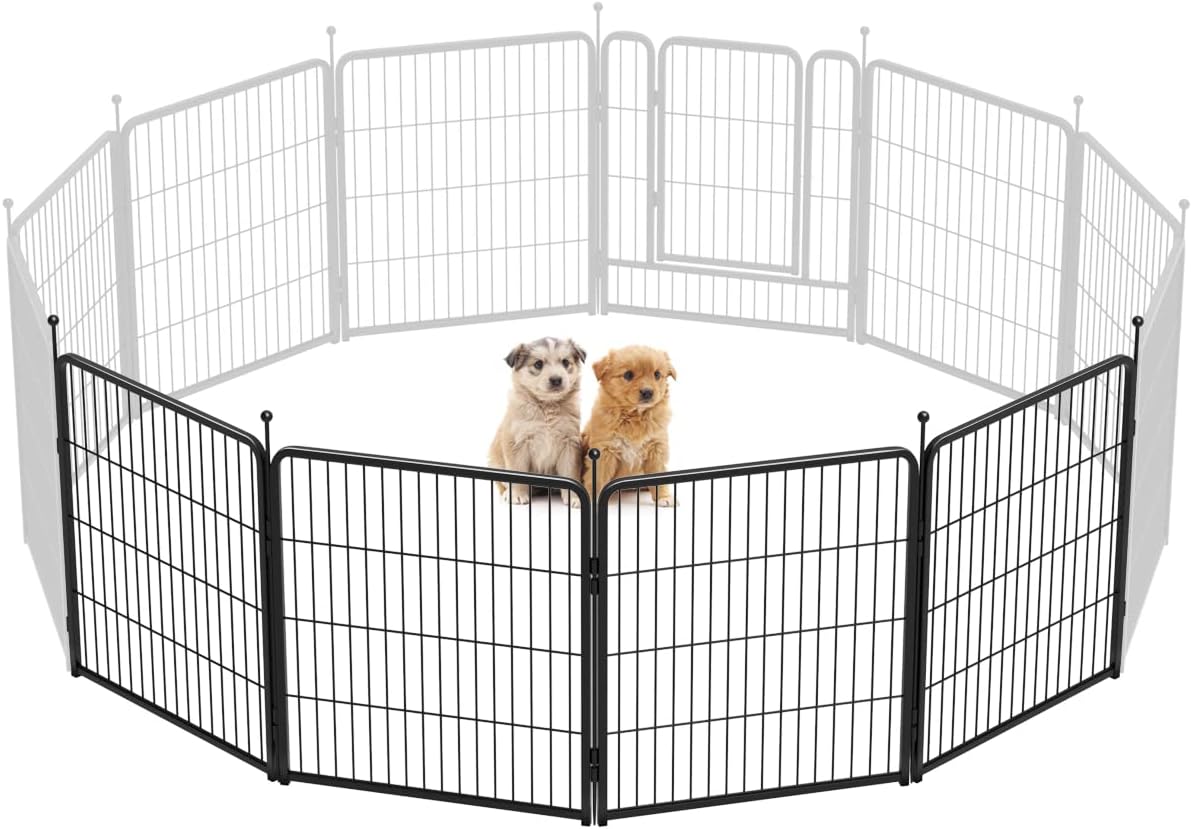 Rollick Dog Playpen, Indoor, Yard & RV Camping, 24" H, 8 Panels | Easy setup, Heavy-duty, DIY layouts, Walk-through gate, for Puppies & Small Dogs, Patented