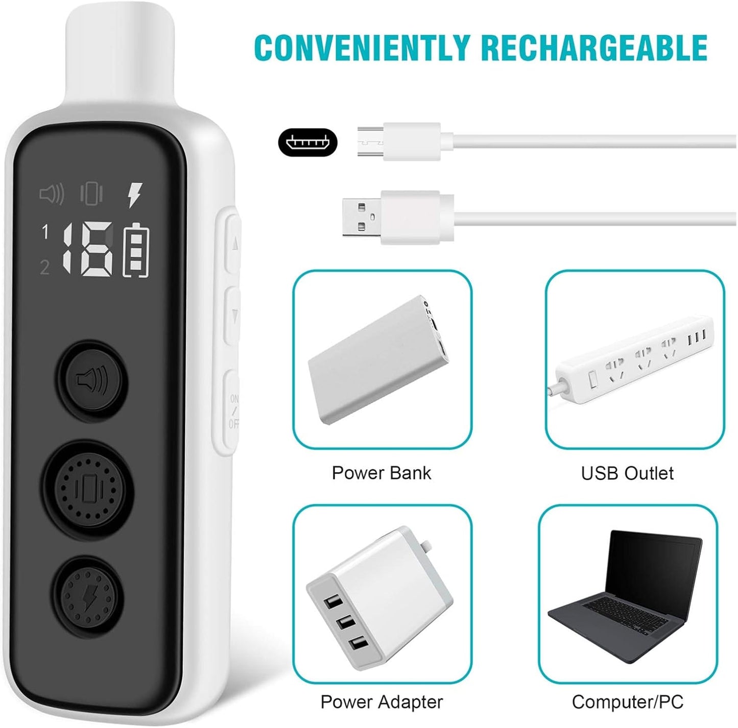 Bousnic Dog Shock Collar for 2 Dogs - (8-120lbs) Waterproof Rechargeable Electric Dog Training Collar with Remote for Small Medium Large Dogs with Beep Vibration Safe Shock Modes(Grey) | Product image 7