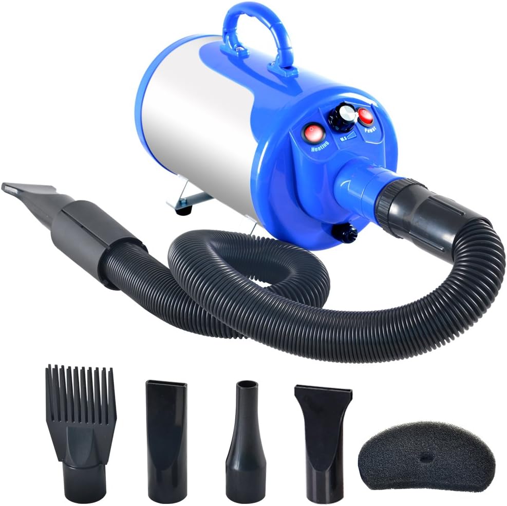 SHELANDY Groomer Partner Pet Hair Force Dryer Dog Grooming Blower with Heater (Blue) | Blue | Main product image
