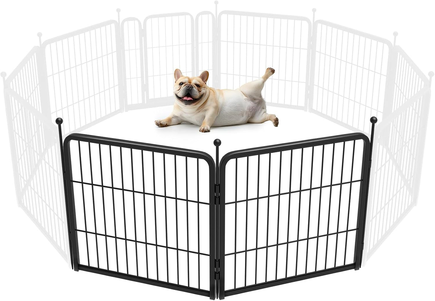 Rollick Dog Playpen, Indoor, Yard & RV Camping, 24" H, 8 Panels | Easy setup, Heavy-duty, DIY layouts, Walk-through gate, for Puppies & Small Dogs, Patented