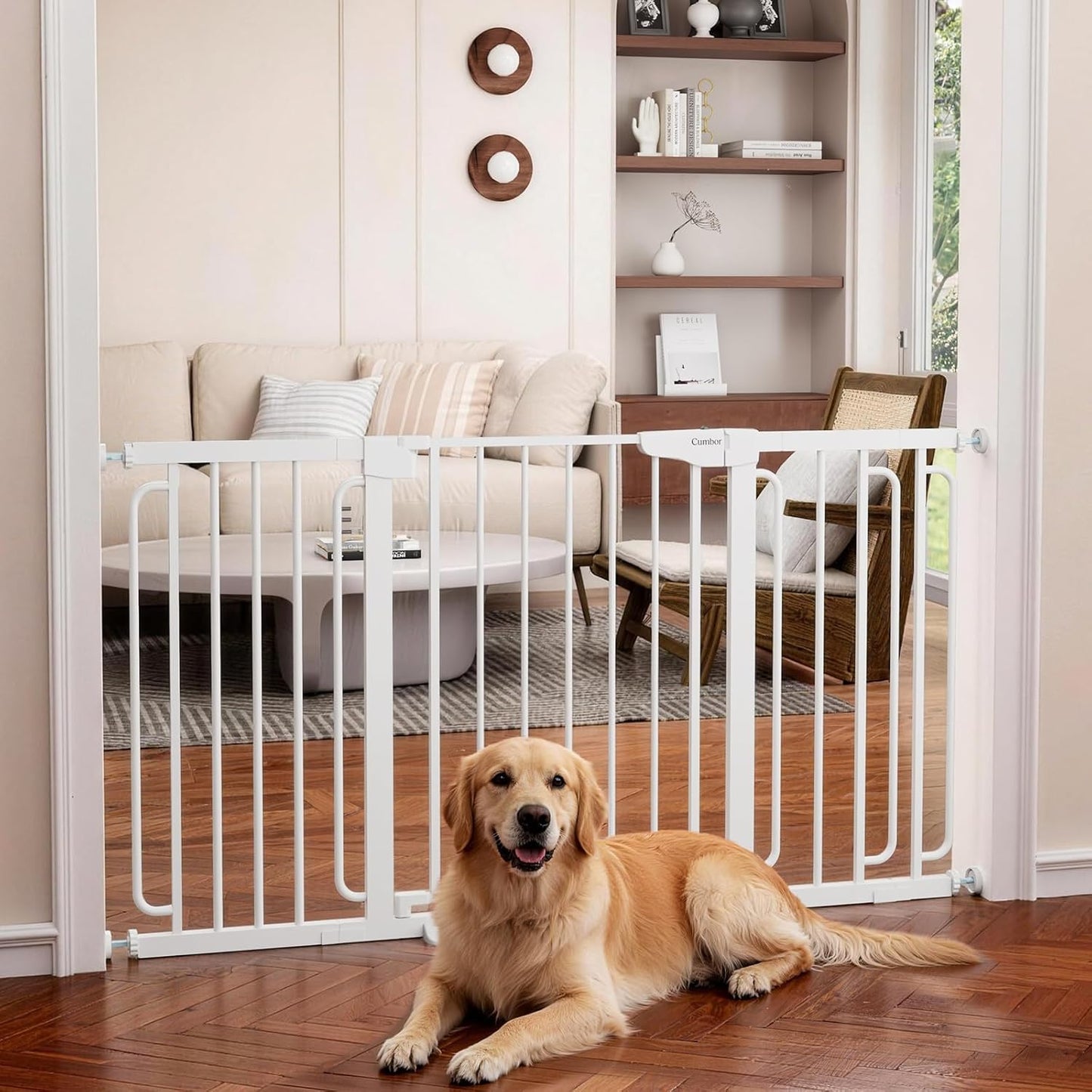 30-46" Baby Gate for Stairs, Auto Close Dog Gate for the House Black | Easy Install Pressure Mounted Pet Gates for Doorway, Dual Lock Indoor Safety Gate for Baby & Dog, Mom's Choice Awards Winner