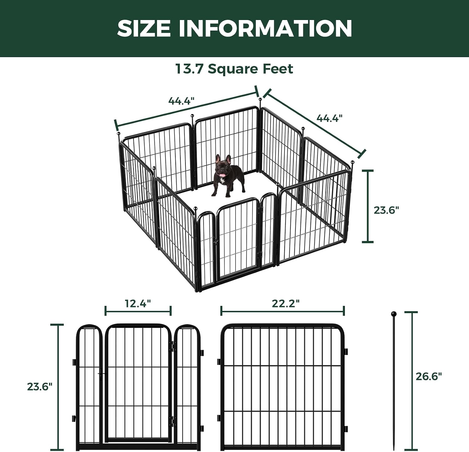 FXW Rollick Dog Playpen, Indoor, Yard & RV Camping, 24" H, 8 Panels | Easy setup, Heavy-duty, DIY layouts, Walk-through gate, for Puppies & Small Dogs, Patented | Product image 8