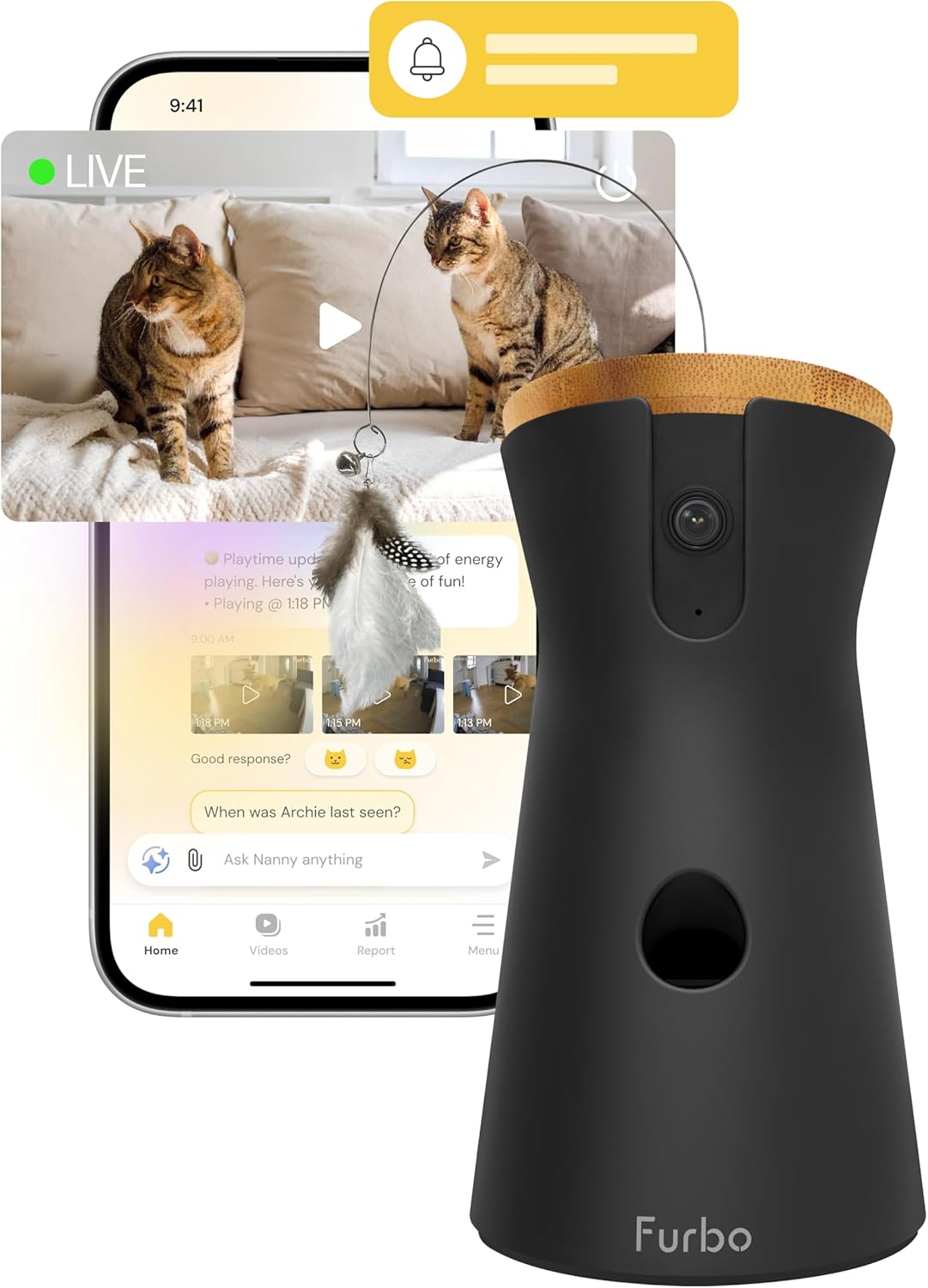 360° Dog Camera [Paid Plan Required to Activate] | Stay connected with AI Dog & Home Safety Alerts, Treat Toss, Auto-Tracking, Video History, 2-Way Audio (Subscription 3mo min)