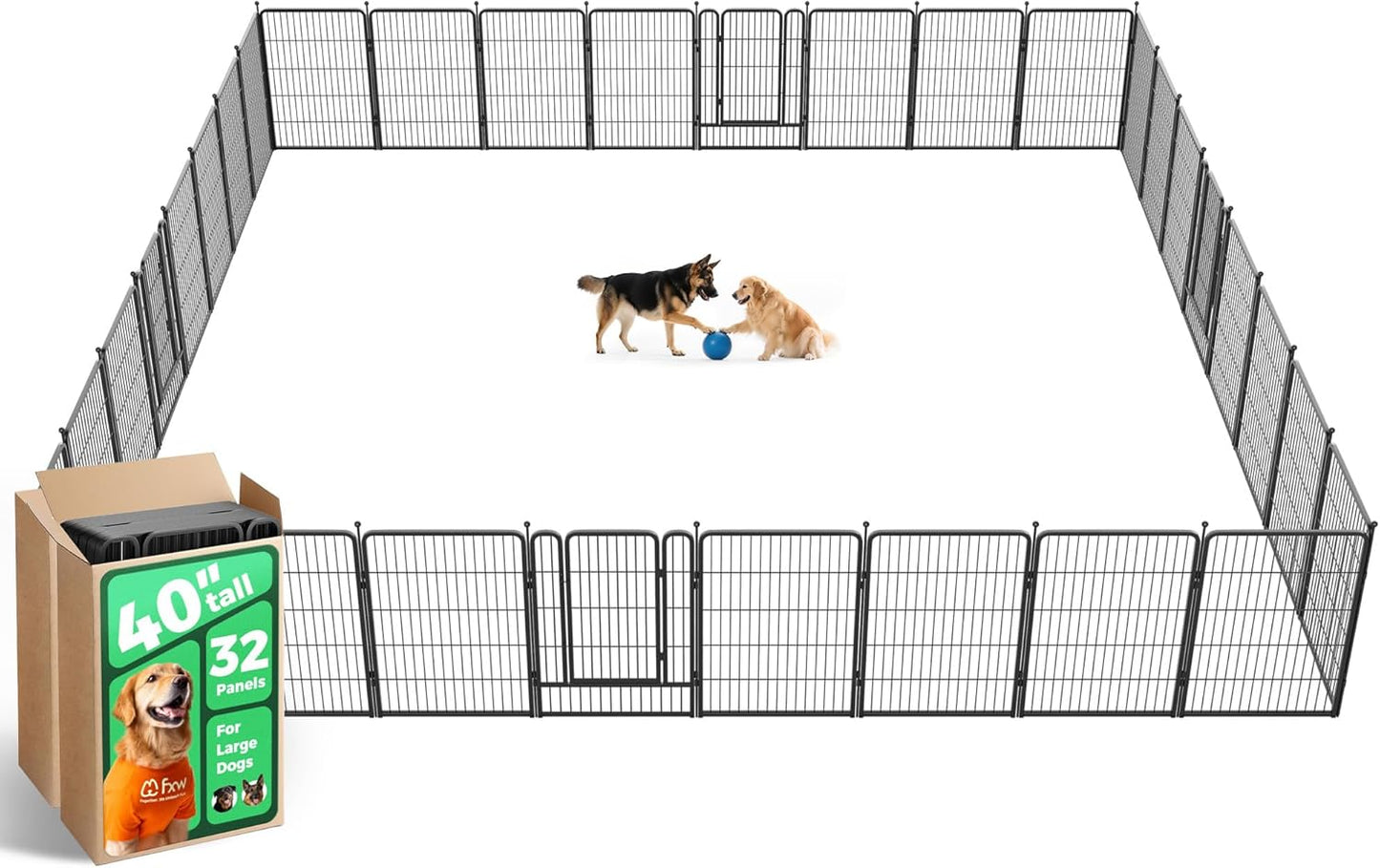 Rollick Dog Playpen, Indoor, Yard & RV Camping, 24" H, 8 Panels | Easy setup, Heavy-duty, DIY layouts, Walk-through gate, for Puppies & Small Dogs, Patented