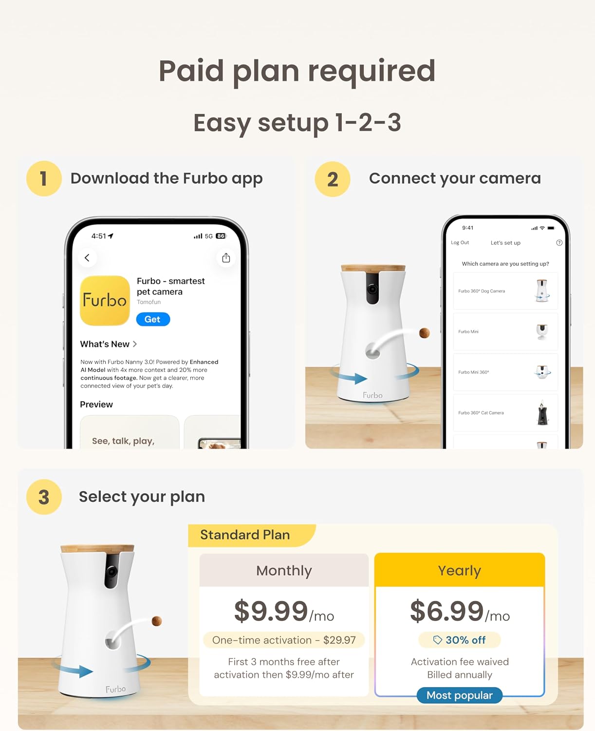 Furbo 360° Dog Camera [Paid Plan Required to Activate] | Stay connected with AI Dog & Home Safety Alerts, Treat Toss, Auto-Tracking, Video History, 2-Way Audio (Subscription 3mo min) | Product image 4