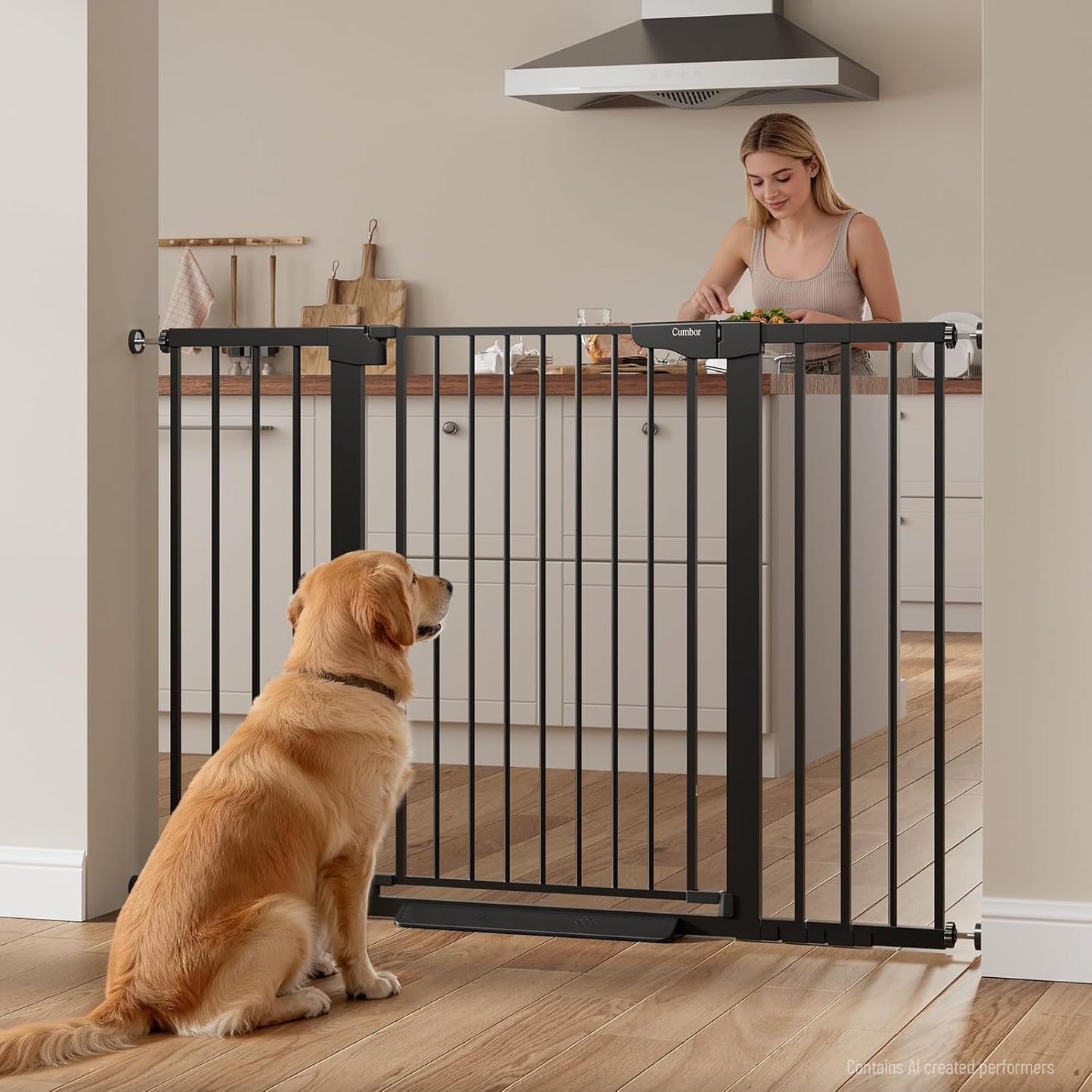 30-46" Baby Gate for Stairs, Auto Close Dog Gate for the House Black | Easy Install Pressure Mounted Pet Gates for Doorway, Dual Lock Indoor Safety Gate for Baby & Dog, Mom's Choice Awards Winner