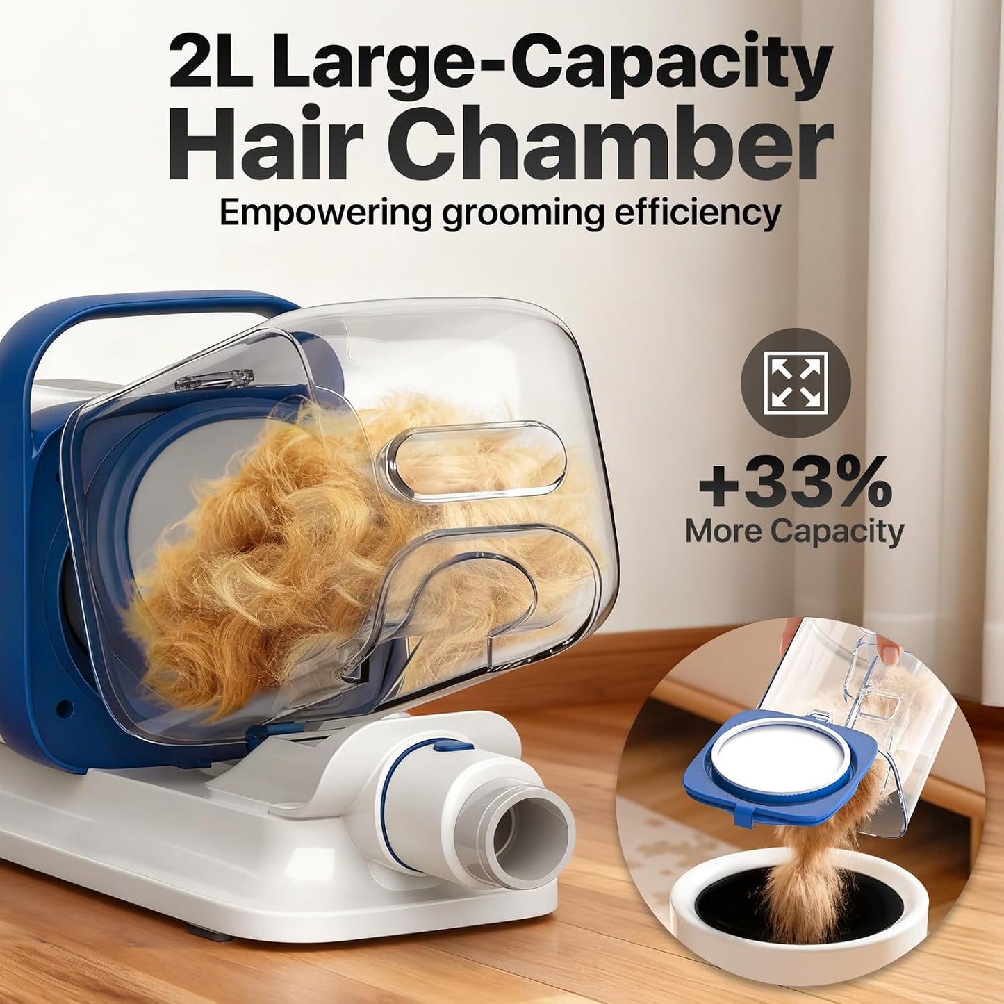 Buenkee Dog Grooming Vacuum Kit, 15000Pa Clipper, Shedding Brush, 2L, White | Brush, trim and deshed at home with less flying fur, mess-control suction and fewer emptying breaks during longer sessions | Product image 8