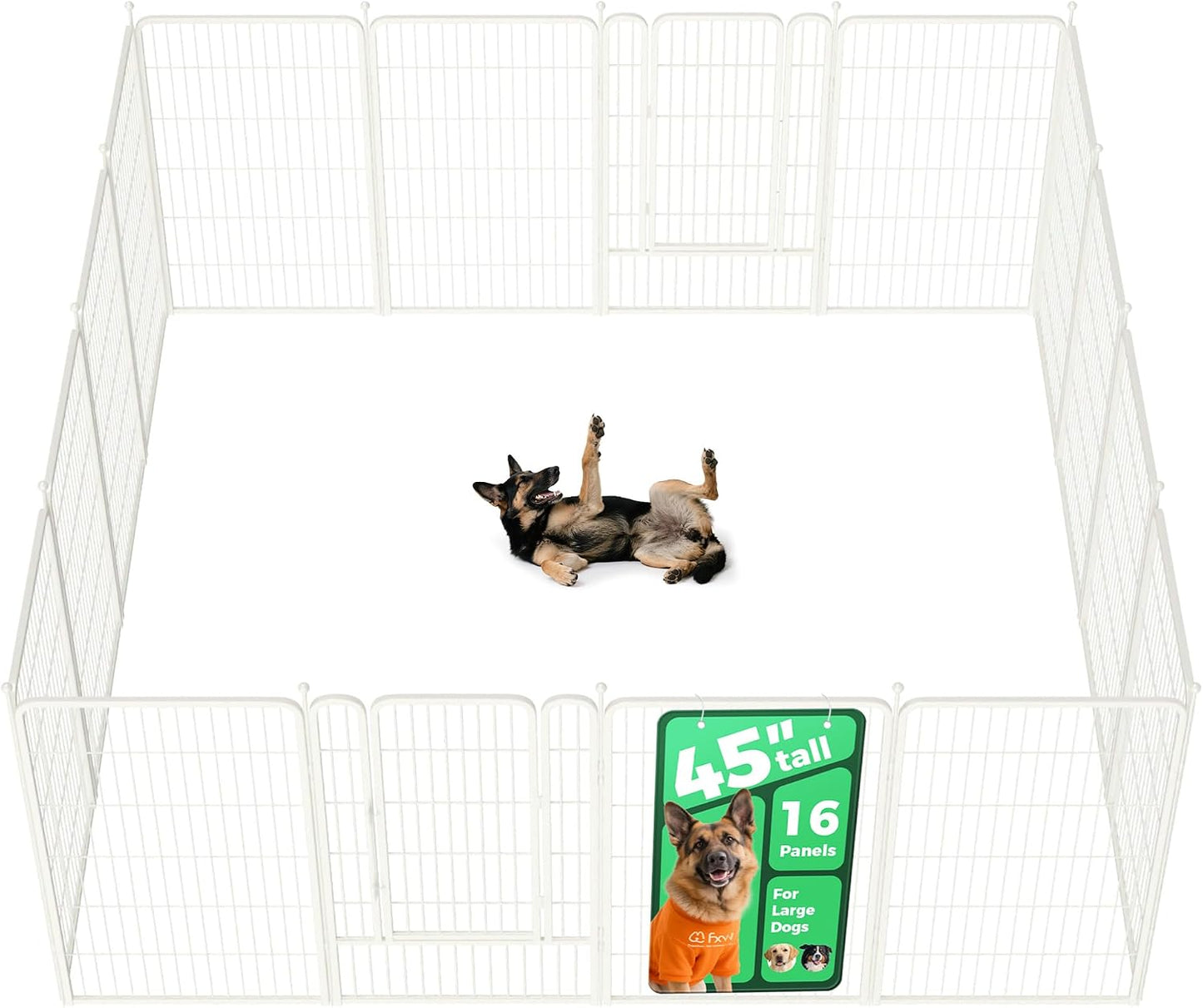 Rollick Dog Playpen, Indoor, Yard & RV Camping, 24" H, 8 Panels | Easy setup, Heavy-duty, DIY layouts, Walk-through gate, for Puppies & Small Dogs, Patented