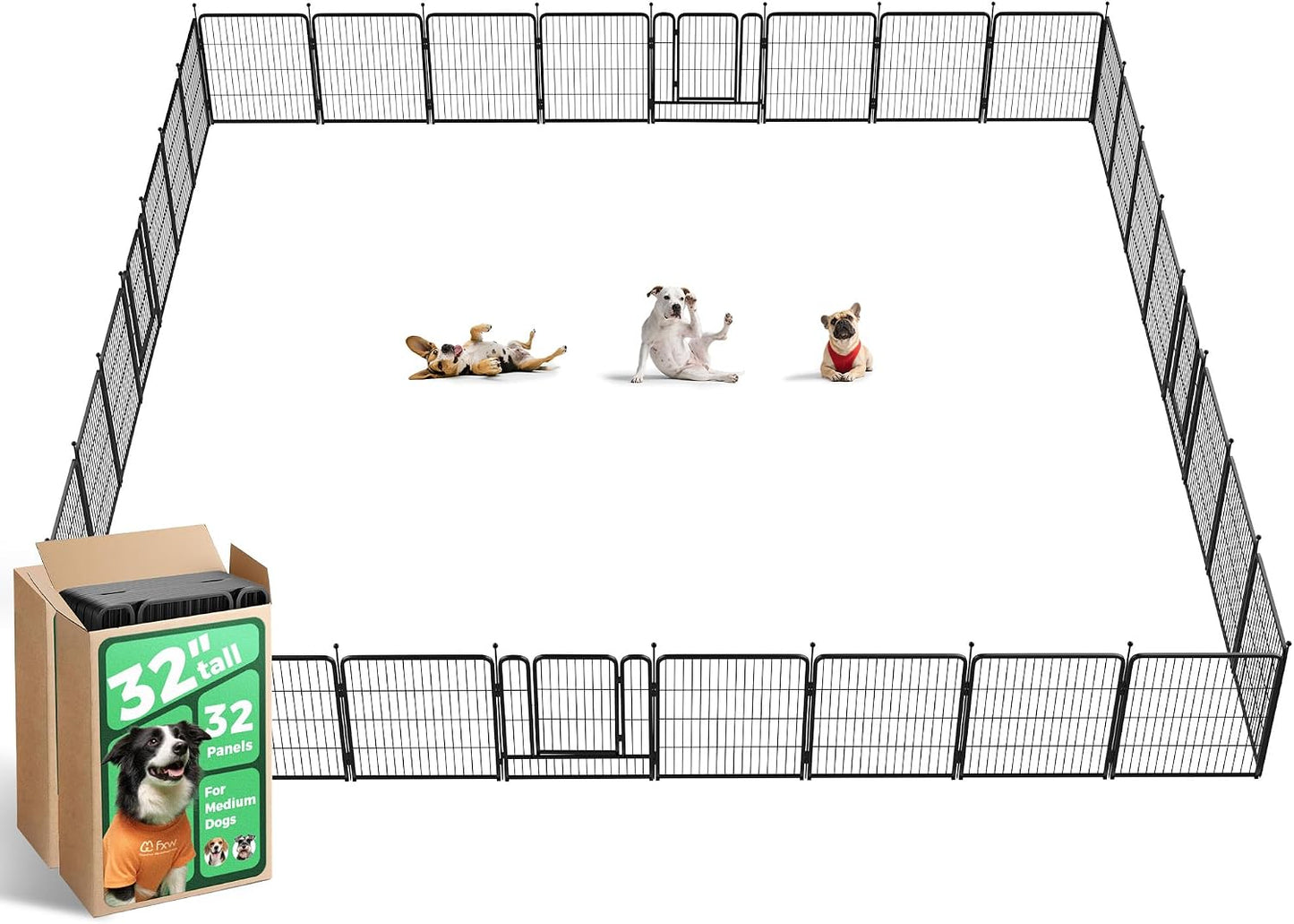Rollick Dog Playpen, Indoor, Yard & RV Camping, 24" H, 8 Panels | Easy setup, Heavy-duty, DIY layouts, Walk-through gate, for Puppies & Small Dogs, Patented