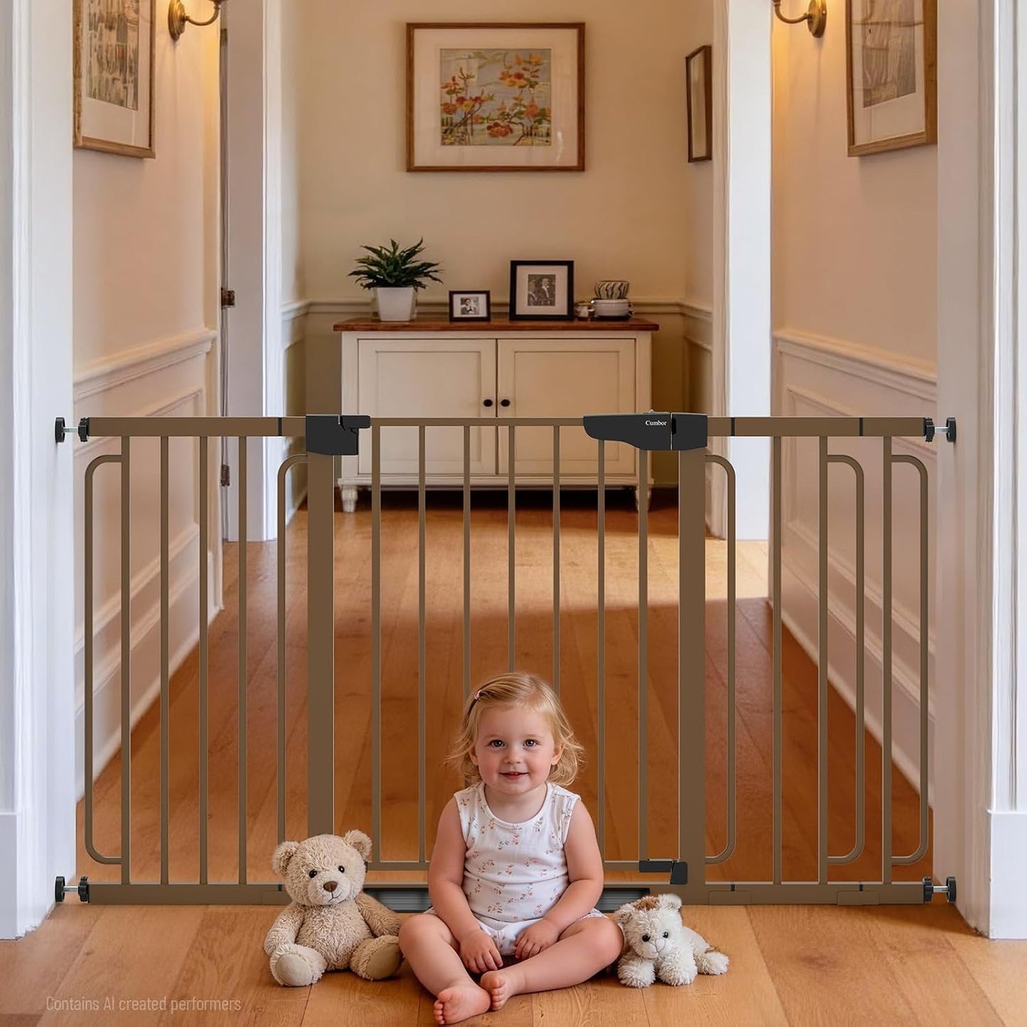 30-46" Baby Gate for Stairs, Auto Close Dog Gate for the House Black | Easy Install Pressure Mounted Pet Gates for Doorway, Dual Lock Indoor Safety Gate for Baby & Dog, Mom's Choice Awards Winner