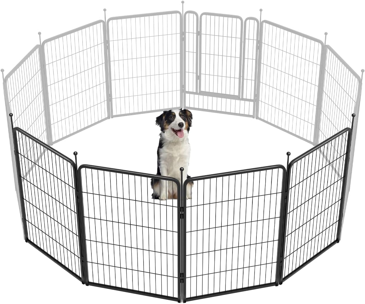 Rollick Dog Playpen, Indoor, Yard & RV Camping, 24" H, 8 Panels | Easy setup, Heavy-duty, DIY layouts, Walk-through gate, for Puppies & Small Dogs, Patented