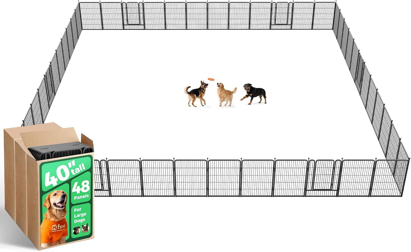 Rollick Dog Playpen, Indoor, Yard & RV Camping, 24" H, 8 Panels | Easy setup, Heavy-duty, DIY layouts, Walk-through gate, for Puppies & Small Dogs, Patented