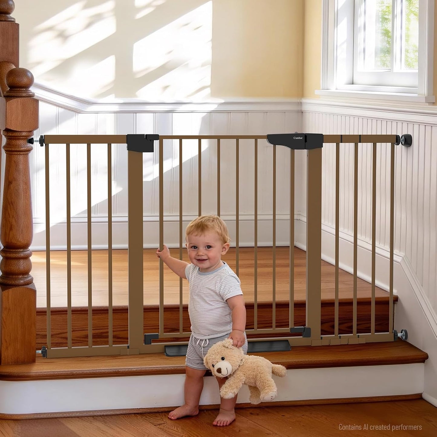 30-46" Baby Gate for Stairs, Auto Close Dog Gate for the House Black | Easy Install Pressure Mounted Pet Gates for Doorway, Dual Lock Indoor Safety Gate for Baby & Dog, Mom's Choice Awards Winner