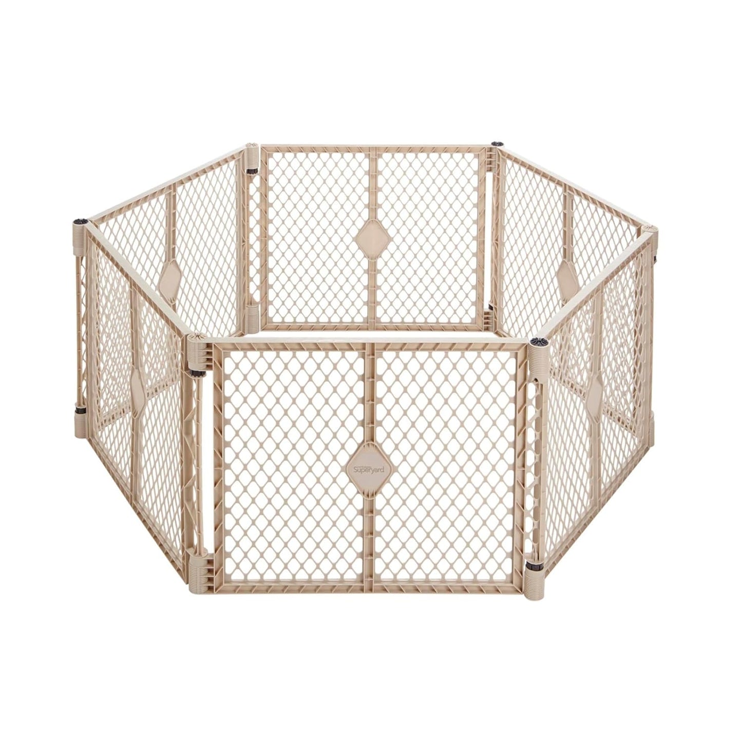 Superyard Duo 6-Panel Baby Playard or Wall Mount Barrier; Lt Gray | Portable, Durable, For Babies and Toddlers, Freestanding, Expandable Modular Sizing, Indoor or Outdoor Use, Made in USA