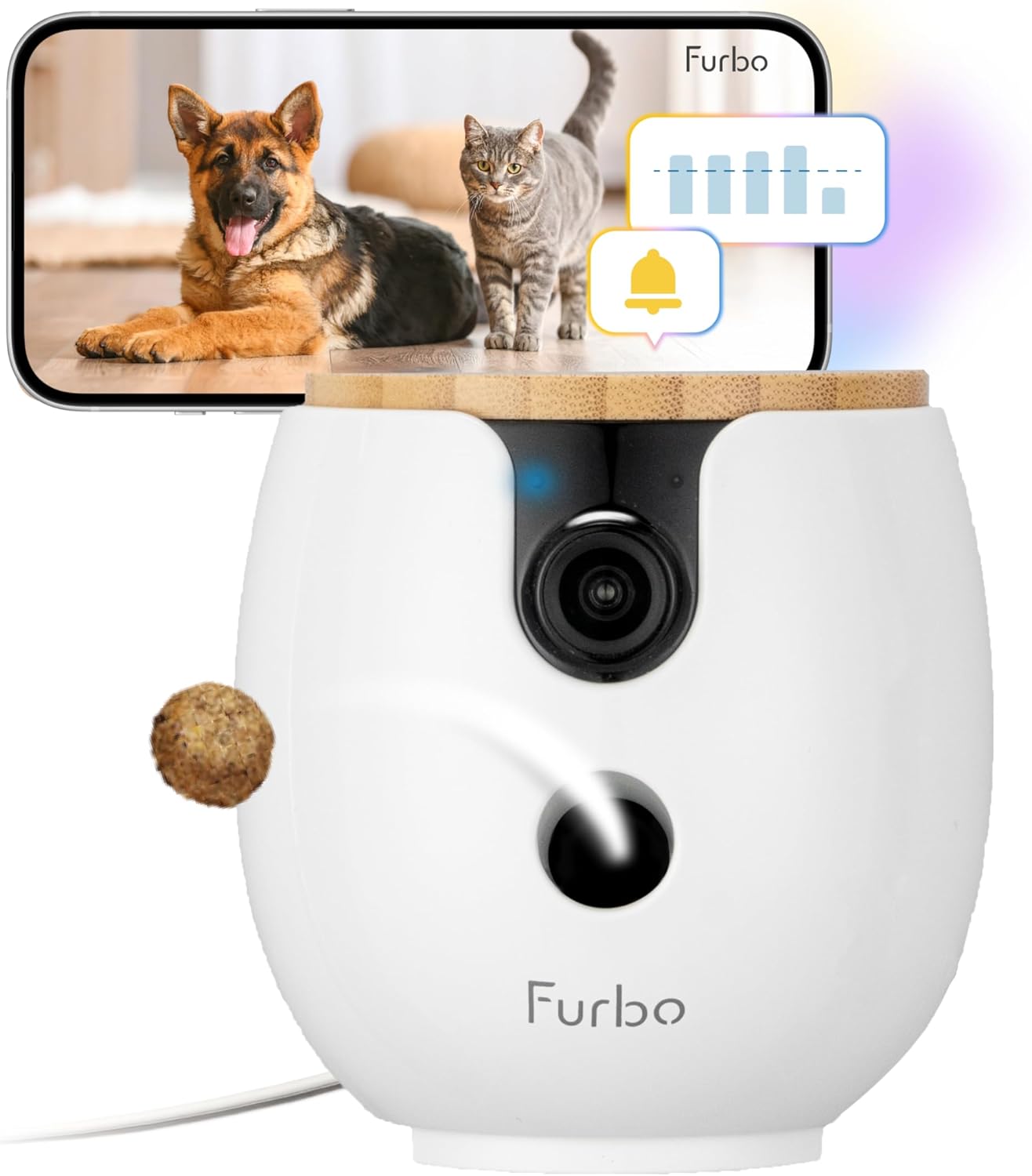 360° Dog Camera [Paid Plan Required to Activate] | Stay connected with AI Dog & Home Safety Alerts, Treat Toss, Auto-Tracking, Video History, 2-Way Audio (Subscription 3mo min)