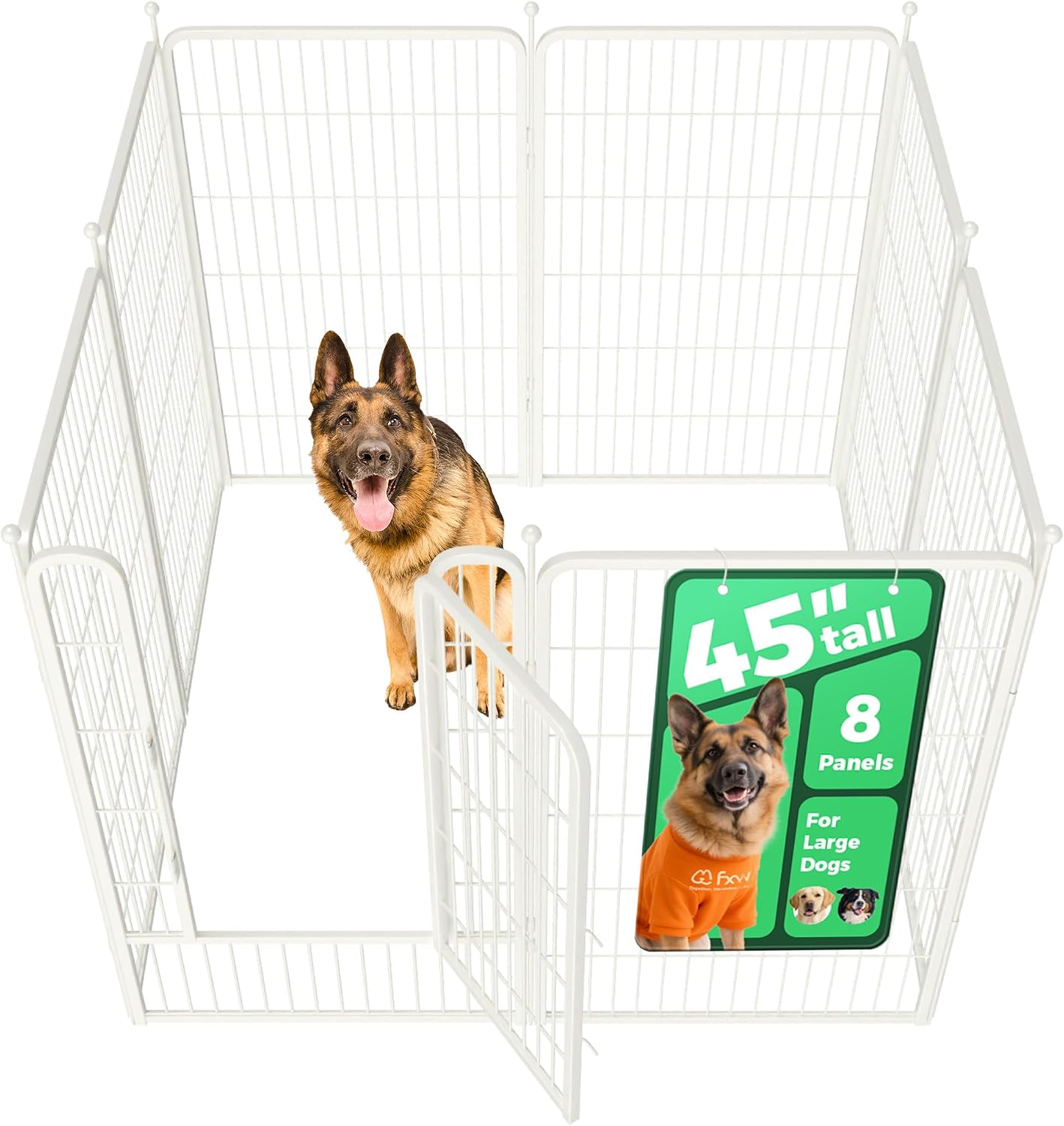 Rollick Dog Playpen, Indoor, Yard & RV Camping, 24" H, 8 Panels | Easy setup, Heavy-duty, DIY layouts, Walk-through gate, for Puppies & Small Dogs, Patented