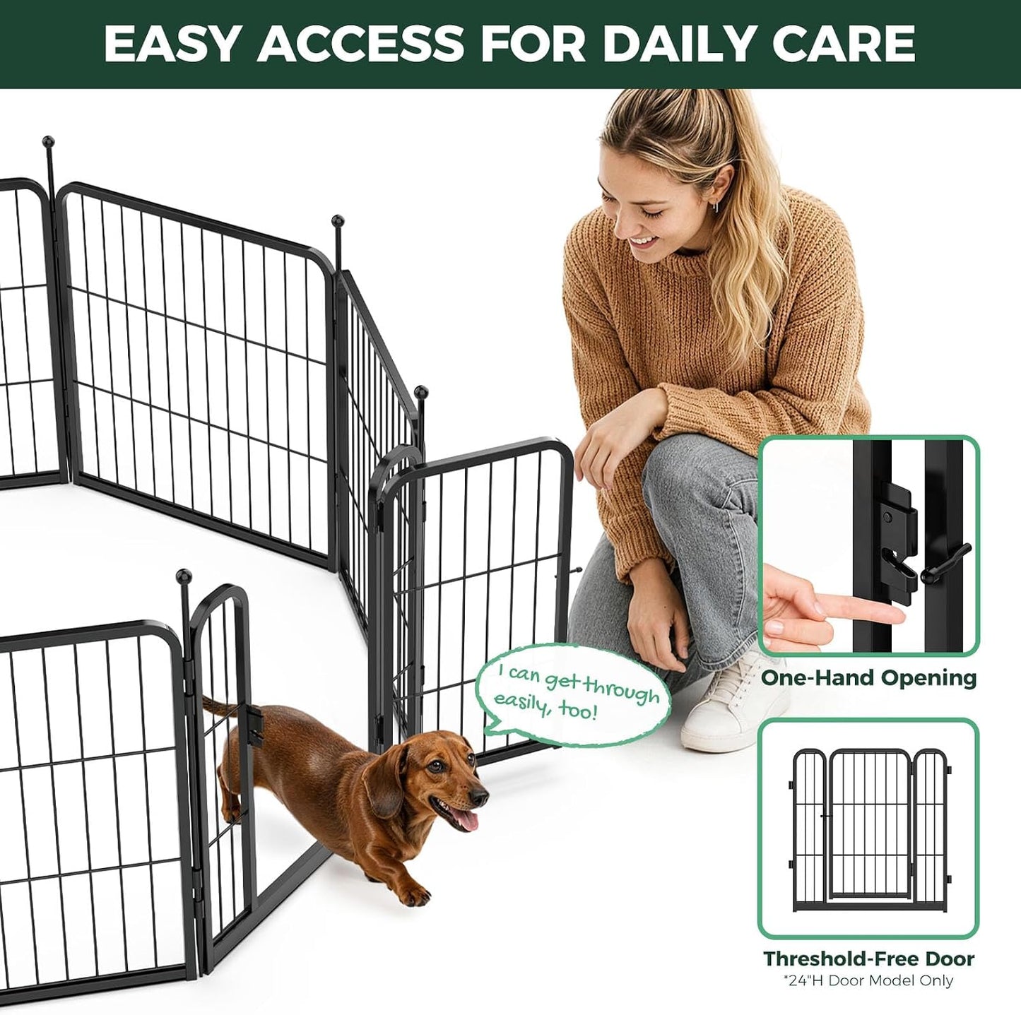 FXW Rollick Dog Playpen, Indoor, Yard & RV Camping, 24" H, 8 Panels | Easy setup, Heavy-duty, DIY layouts, Walk-through gate, for Puppies & Small Dogs, Patented | Product image 4