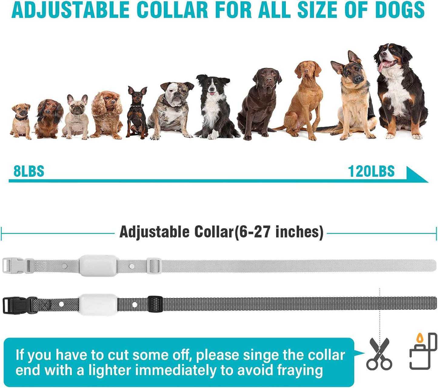 Bousnic Dog Shock Collar for 2 Dogs - (8-120lbs) Waterproof Rechargeable Electric Dog Training Collar with Remote for Small Medium Large Dogs with Beep Vibration Safe Shock Modes(Grey) | Product image 5