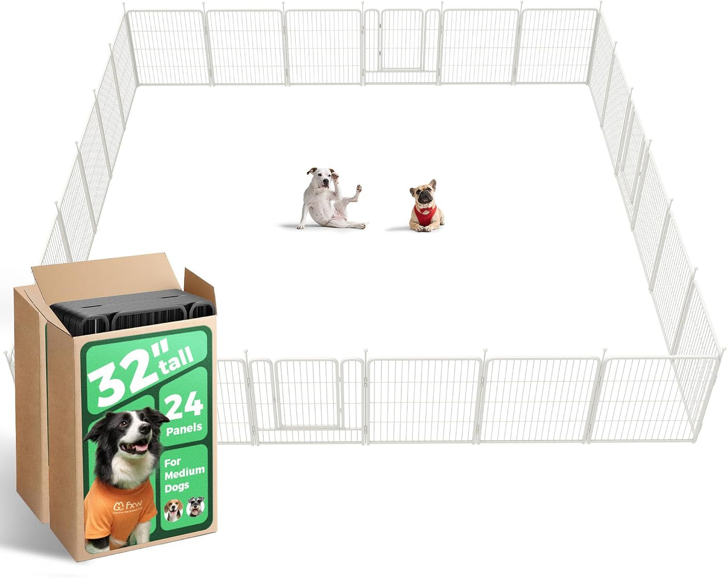 Rollick Dog Playpen, Indoor, Yard & RV Camping, 24" H, 8 Panels | Easy setup, Heavy-duty, DIY layouts, Walk-through gate, for Puppies & Small Dogs, Patented