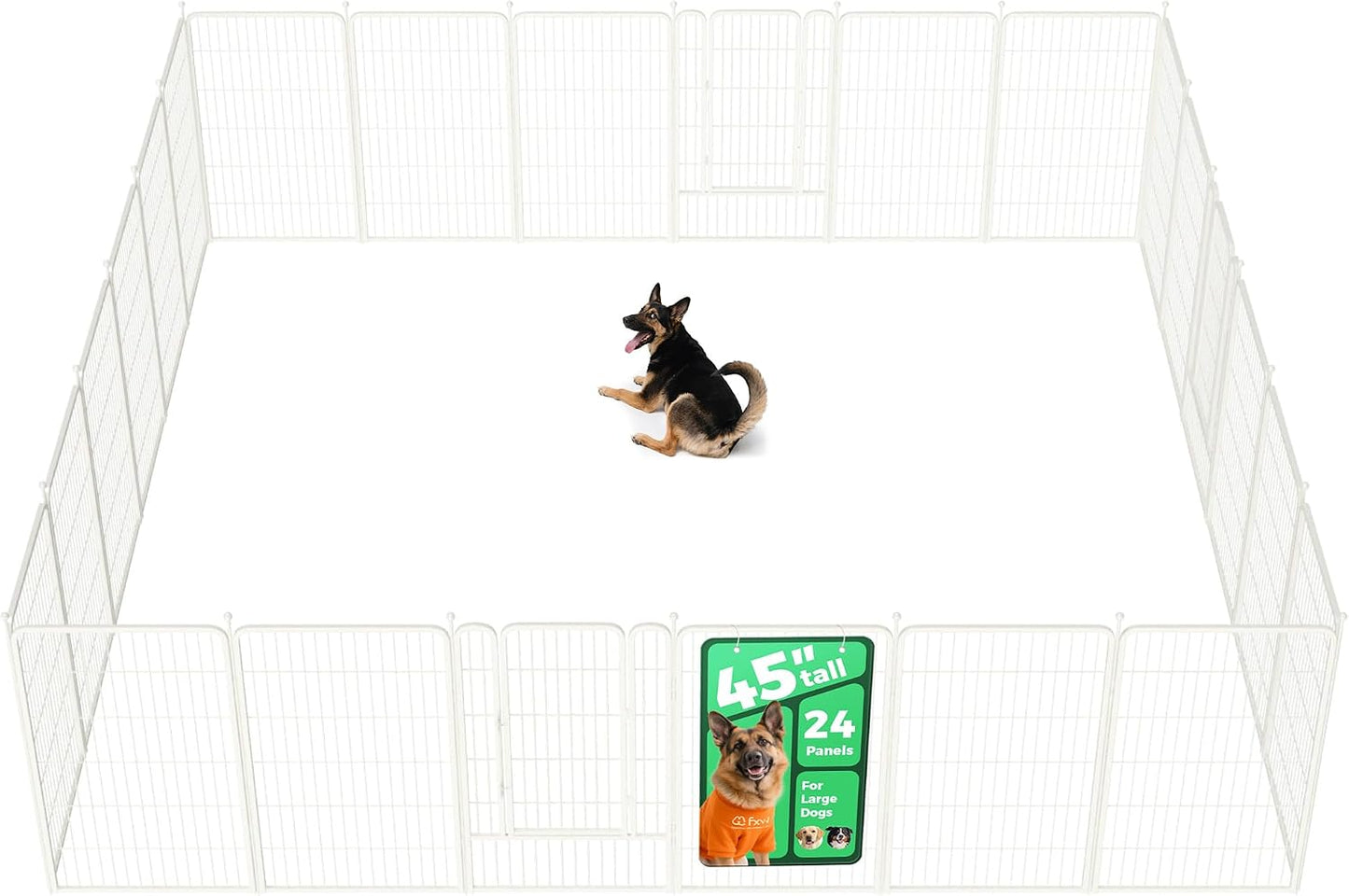 Rollick Dog Playpen, Indoor, Yard & RV Camping, 24" H, 8 Panels | Easy setup, Heavy-duty, DIY layouts, Walk-through gate, for Puppies & Small Dogs, Patented