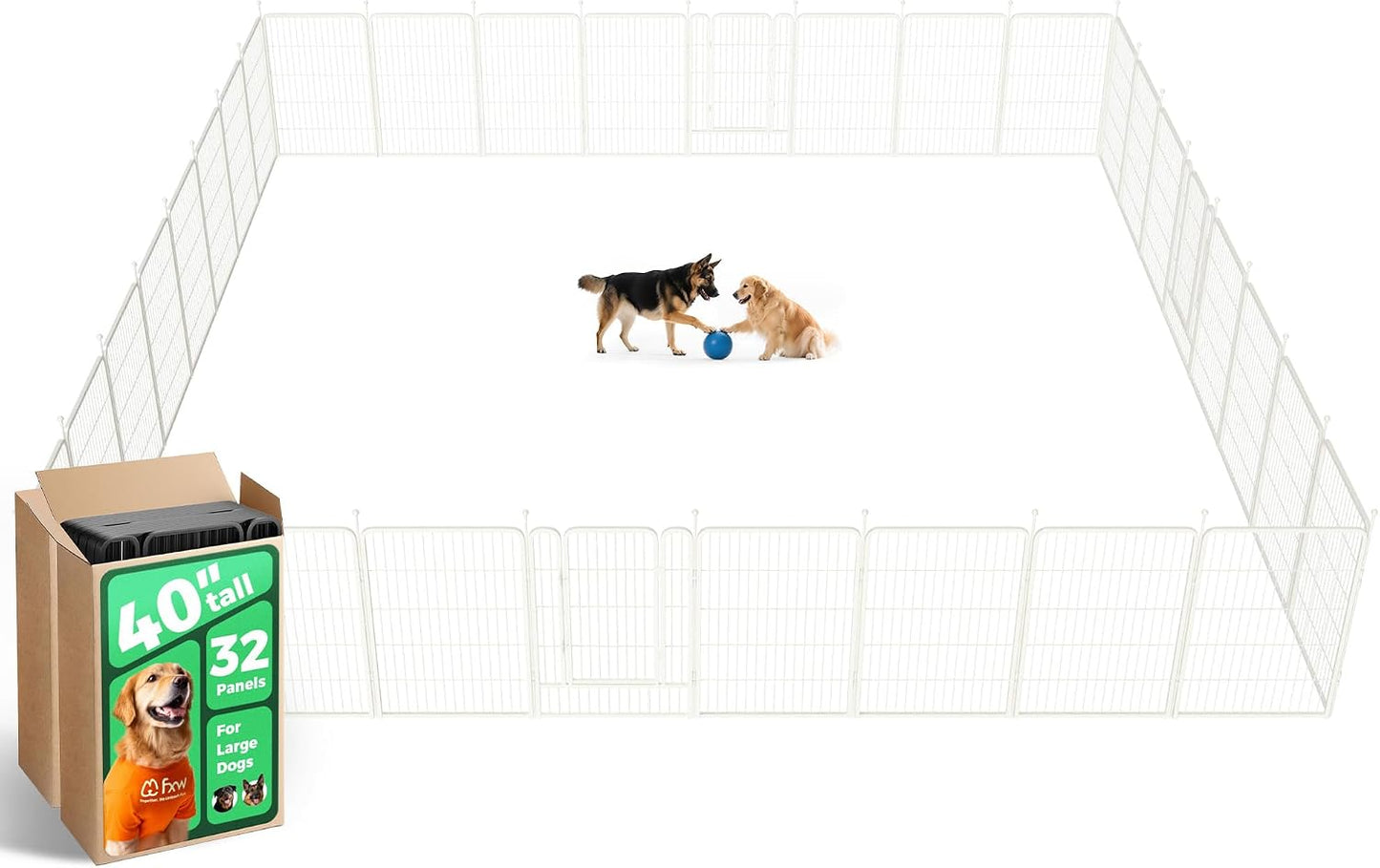 Rollick Dog Playpen, Indoor, Yard & RV Camping, 24" H, 8 Panels | Easy setup, Heavy-duty, DIY layouts, Walk-through gate, for Puppies & Small Dogs, Patented