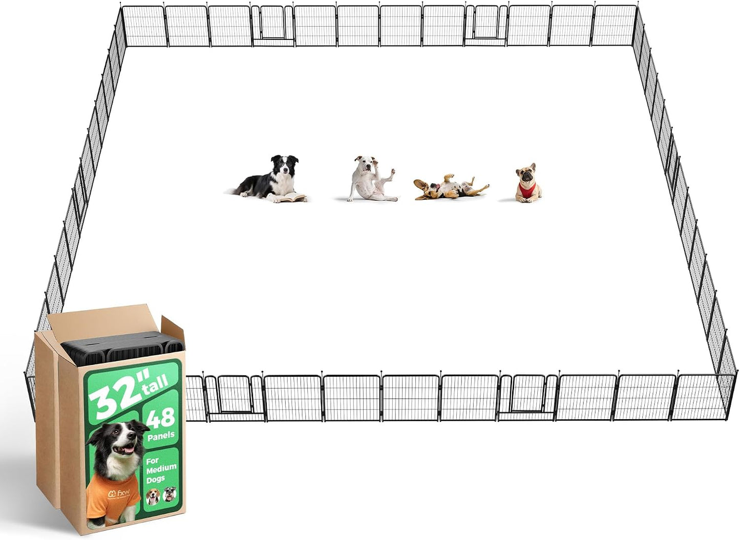 Rollick Dog Playpen, Indoor, Yard & RV Camping, 24" H, 8 Panels | Easy setup, Heavy-duty, DIY layouts, Walk-through gate, for Puppies & Small Dogs, Patented
