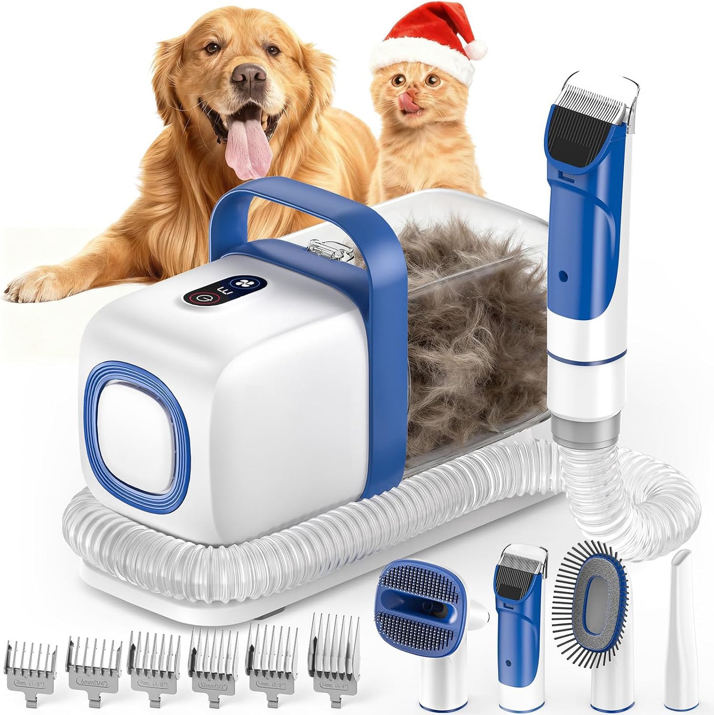 Dog Grooming Vacuum Kit, 15000Pa Clipper, Shedding Brush, 2L, White | Brush, trim and deshed at home with less flying fur, mess-control suction and fewer emptying breaks during longer sessions