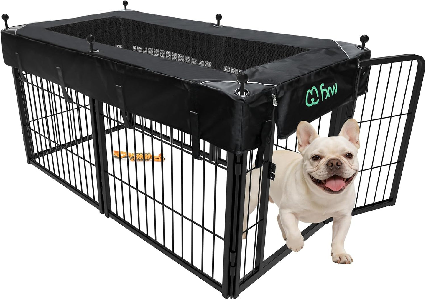 Rollick Dog Playpen, Indoor, Yard & RV Camping, 24" H, 8 Panels | Easy setup, Heavy-duty, DIY layouts, Walk-through gate, for Puppies & Small Dogs, Patented