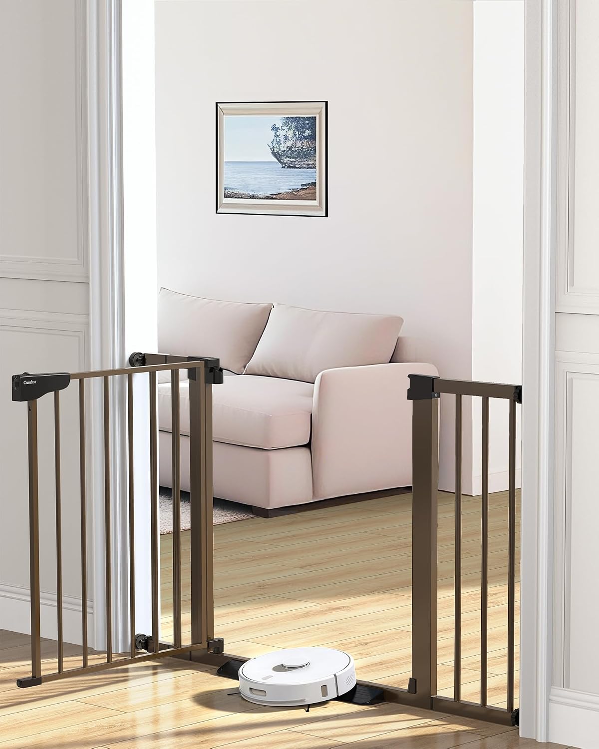 30-46" Baby Gate for Stairs, Auto Close Dog Gate for the House Black | Easy Install Pressure Mounted Pet Gates for Doorway, Dual Lock Indoor Safety Gate for Baby & Dog, Mom's Choice Awards Winner