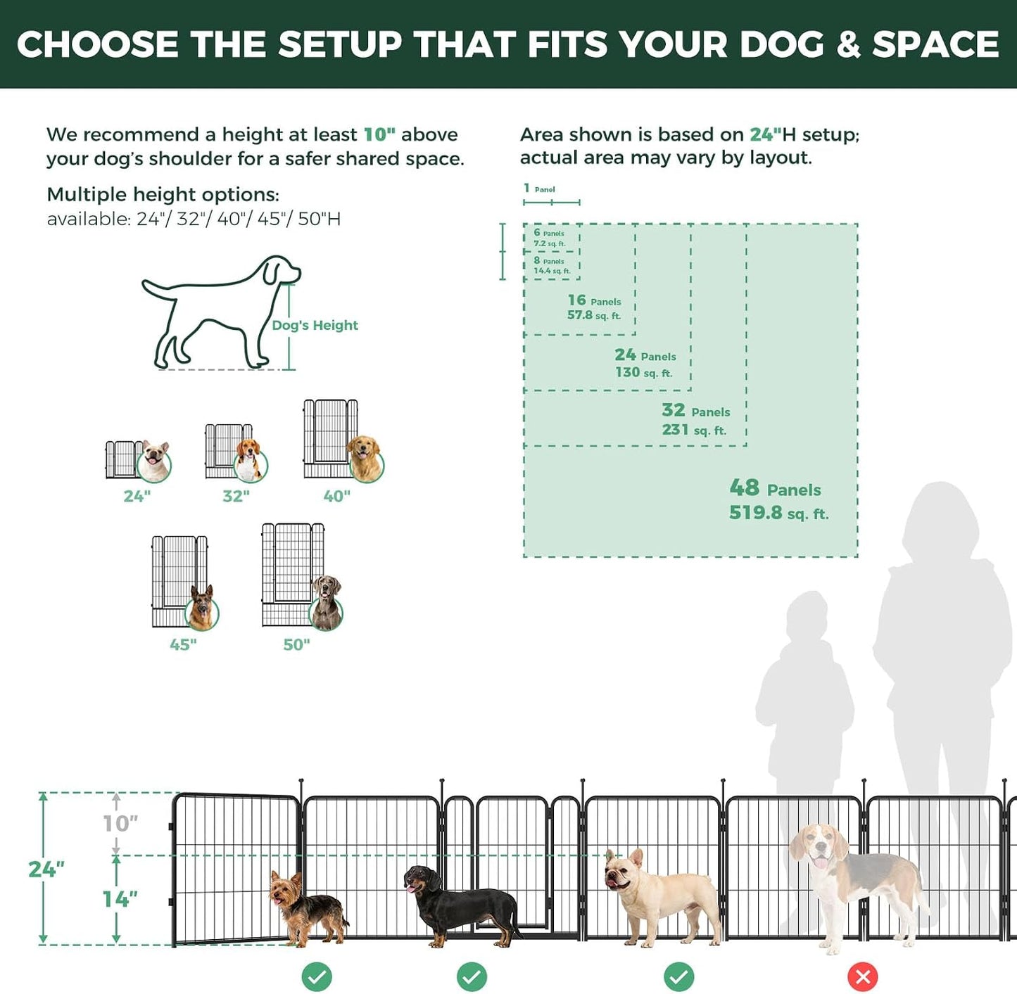 FXW Rollick Dog Playpen, Indoor, Yard & RV Camping, 24" H, 8 Panels | Easy setup, Heavy-duty, DIY layouts, Walk-through gate, for Puppies & Small Dogs, Patented | Product image 7