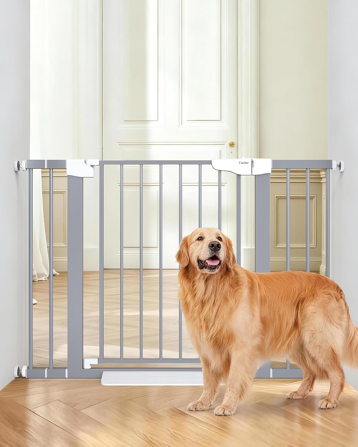 30-46" Baby Gate for Stairs, Auto Close Dog Gate for the House Black | Easy Install Pressure Mounted Pet Gates for Doorway, Dual Lock Indoor Safety Gate for Baby & Dog, Mom's Choice Awards Winner