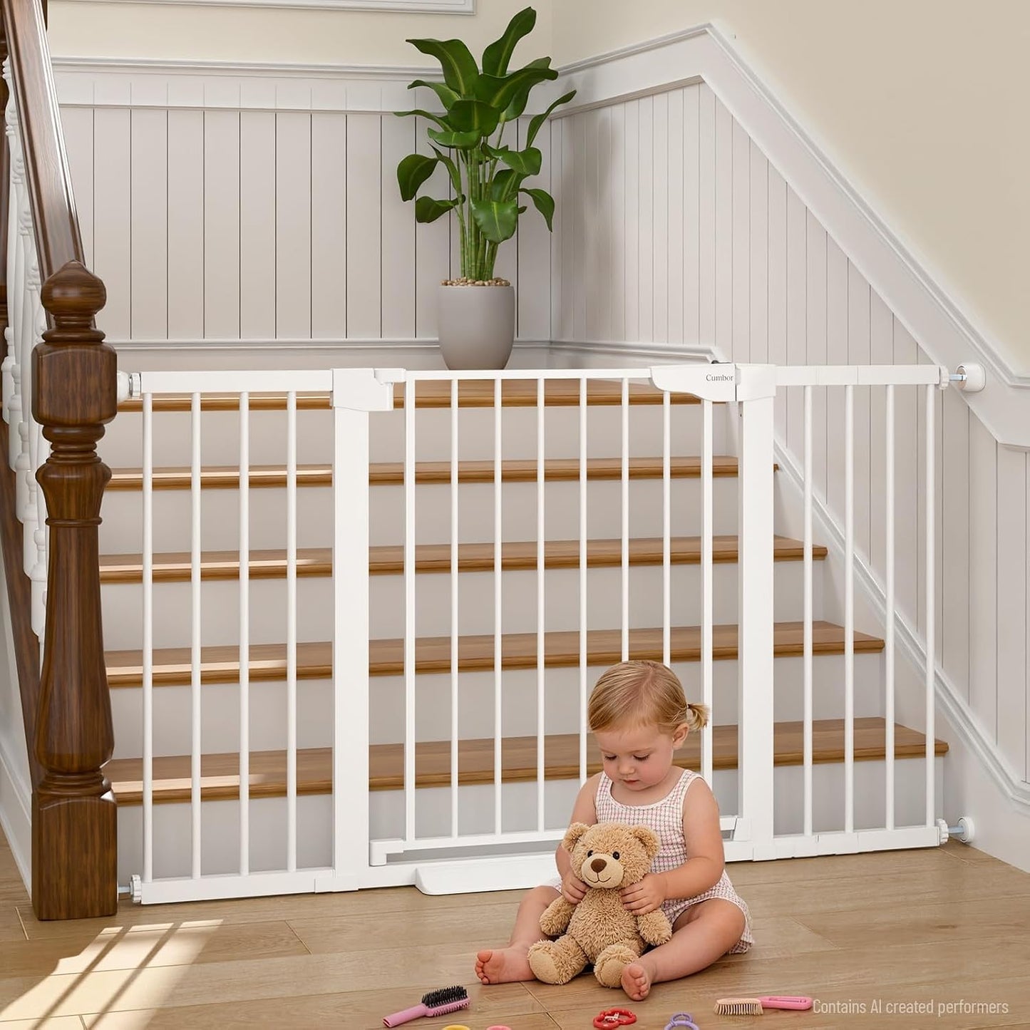 30-46" Baby Gate for Stairs, Auto Close Dog Gate for the House Black | Easy Install Pressure Mounted Pet Gates for Doorway, Dual Lock Indoor Safety Gate for Baby & Dog, Mom's Choice Awards Winner