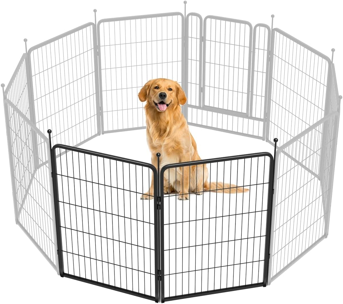Rollick Dog Playpen, Indoor, Yard & RV Camping, 24" H, 8 Panels | Easy setup, Heavy-duty, DIY layouts, Walk-through gate, for Puppies & Small Dogs, Patented