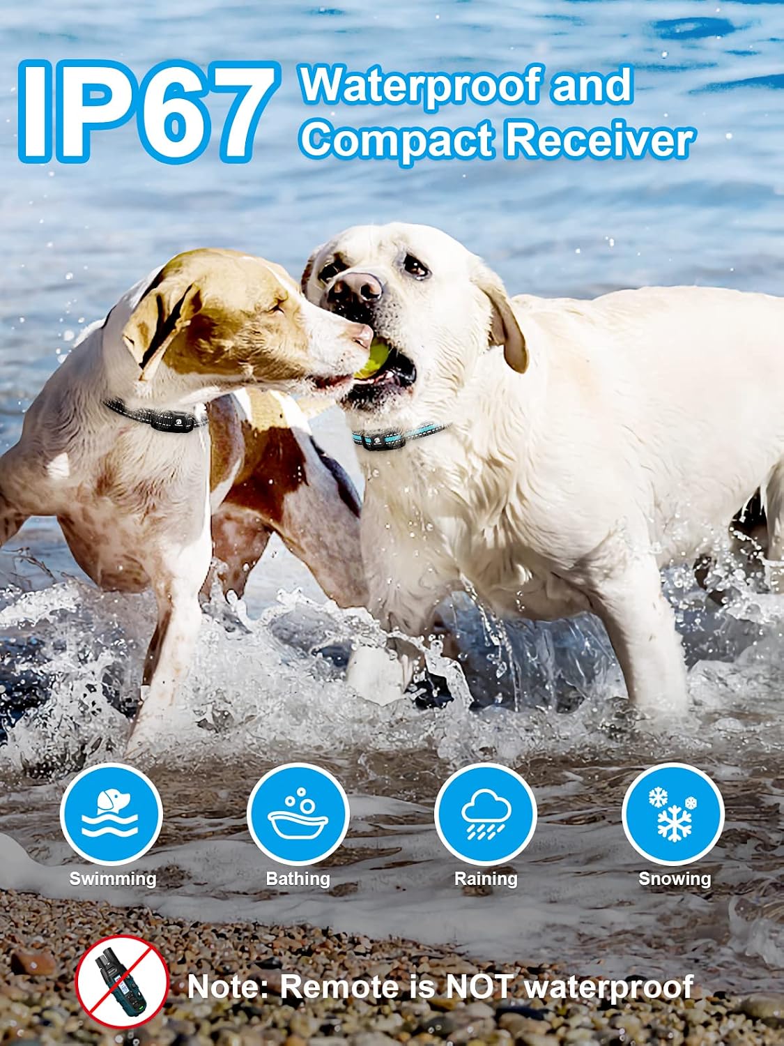 Bousnic Dog Shock Collar 2 Dogs (5-120Lbs) - 3300 ft Waterproof Training Collar for Dogs Large Medium Small with Rechargeable Remote, Beep (1-8) Vibration (1-16) and Humane Shock (1-99) Modes | Product image 4