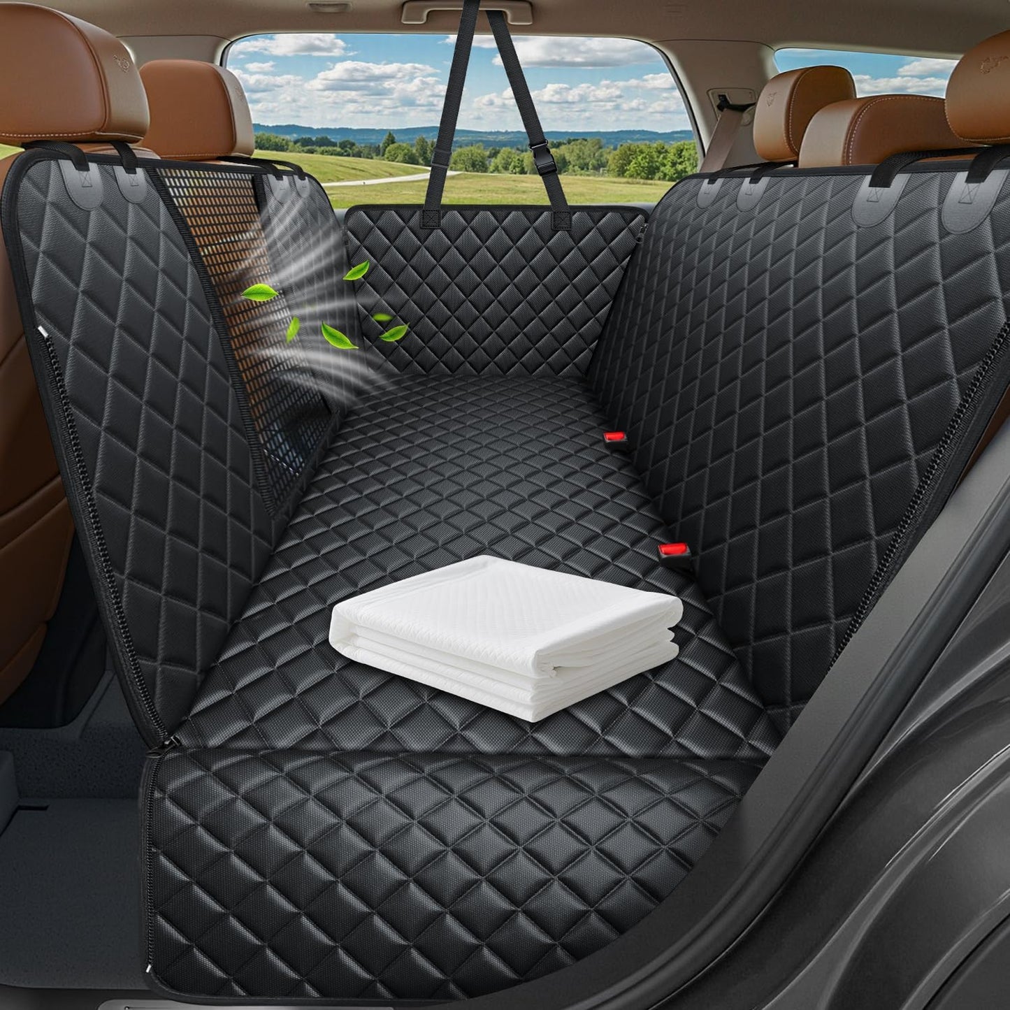 URPOWER Dog Car Seat Cover for Back Seat | Color: Jet Black | Size: Standard - 54" Length | Variant main image