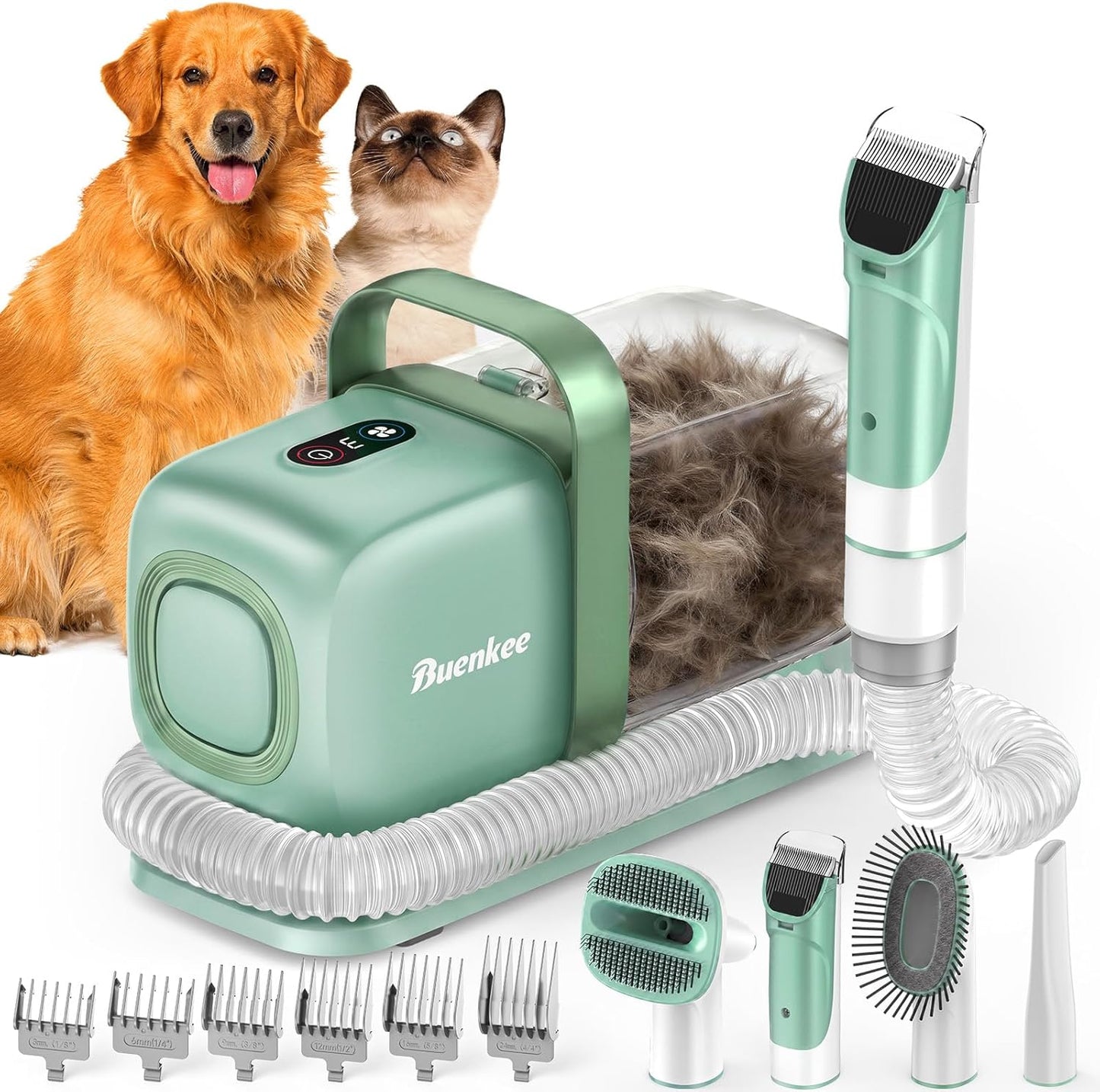 Dog Grooming Vacuum Kit, 15000Pa Clipper, Shedding Brush, 2L, White | Brush, trim and deshed at home with less flying fur, mess-control suction and fewer emptying breaks during longer sessions