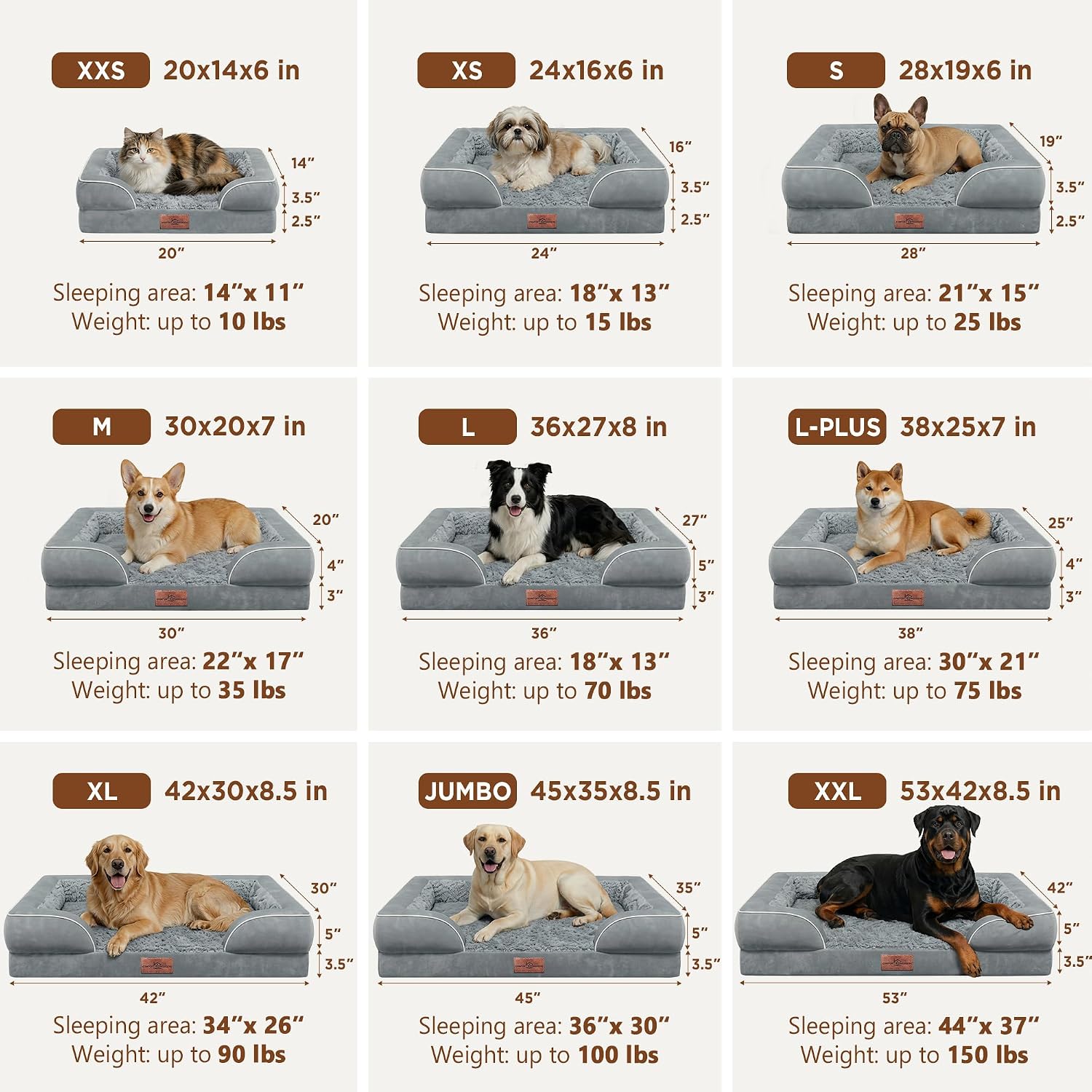 Comfort Expression Orthopedic Dog Bed for Extra Large Dogs with Bolster | Waterproof Dog Couch Bed with Washable Cover & Non-Slip Bottom, Supportive Egg Crate Foam XL Pet Bed, 42x30 Inch | Product image 8
