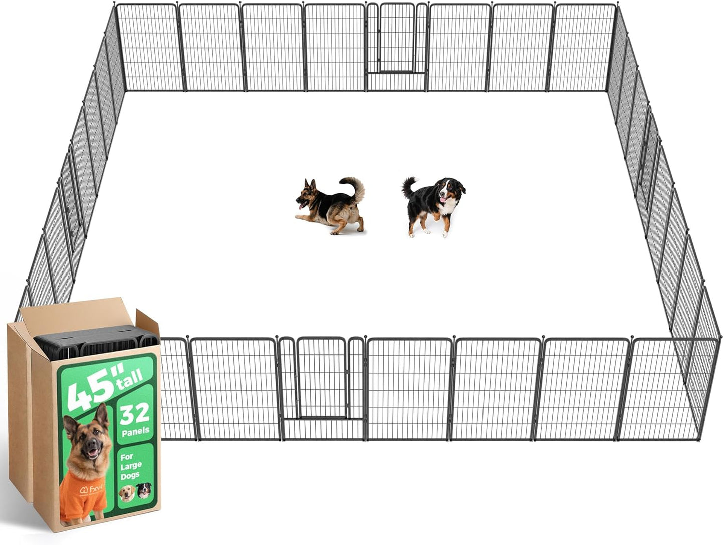 Rollick Dog Playpen, Indoor, Yard & RV Camping, 24" H, 8 Panels | Easy setup, Heavy-duty, DIY layouts, Walk-through gate, for Puppies & Small Dogs, Patented