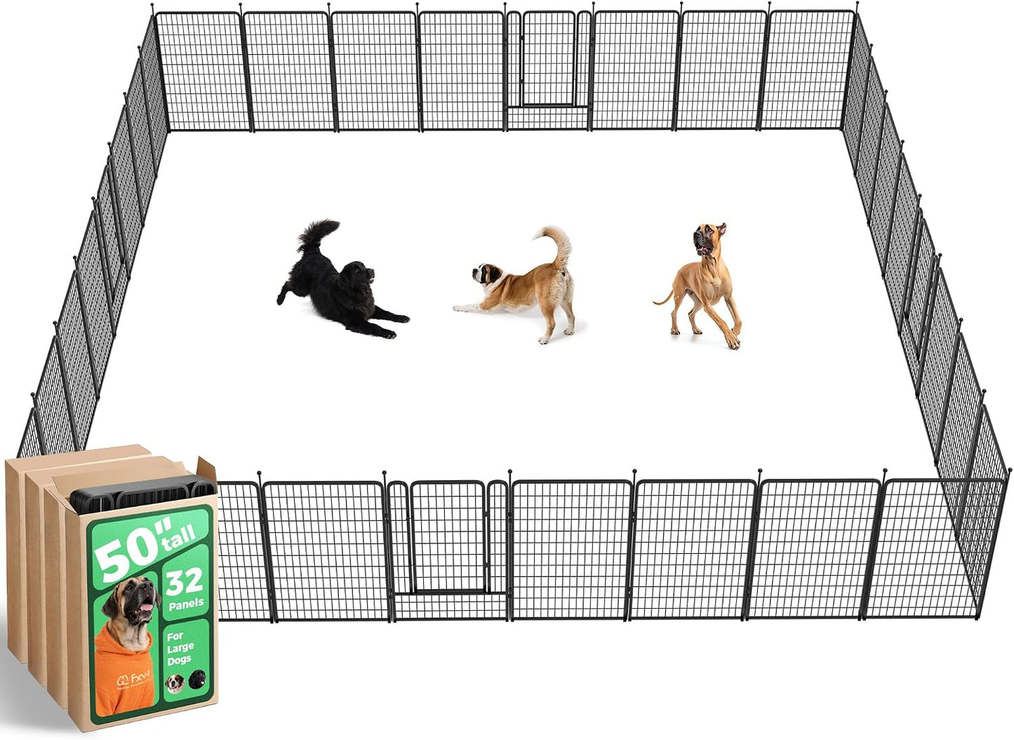 Rollick Dog Playpen, Indoor, Yard & RV Camping, 24" H, 8 Panels | Easy setup, Heavy-duty, DIY layouts, Walk-through gate, for Puppies & Small Dogs, Patented
