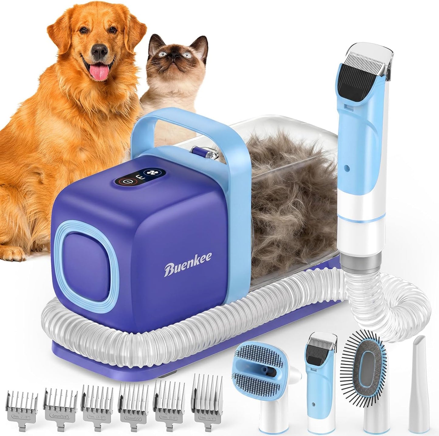 Dog Grooming Vacuum Kit, 15000Pa Clipper, Shedding Brush, 2L, White | Brush, trim and deshed at home with less flying fur, mess-control suction and fewer emptying breaks during longer sessions