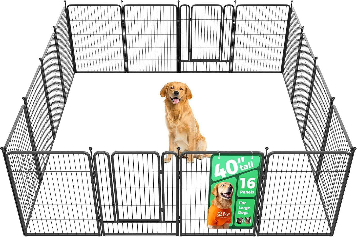 Rollick Dog Playpen, Indoor, Yard & RV Camping, 24" H, 8 Panels | Easy setup, Heavy-duty, DIY layouts, Walk-through gate, for Puppies & Small Dogs, Patented
