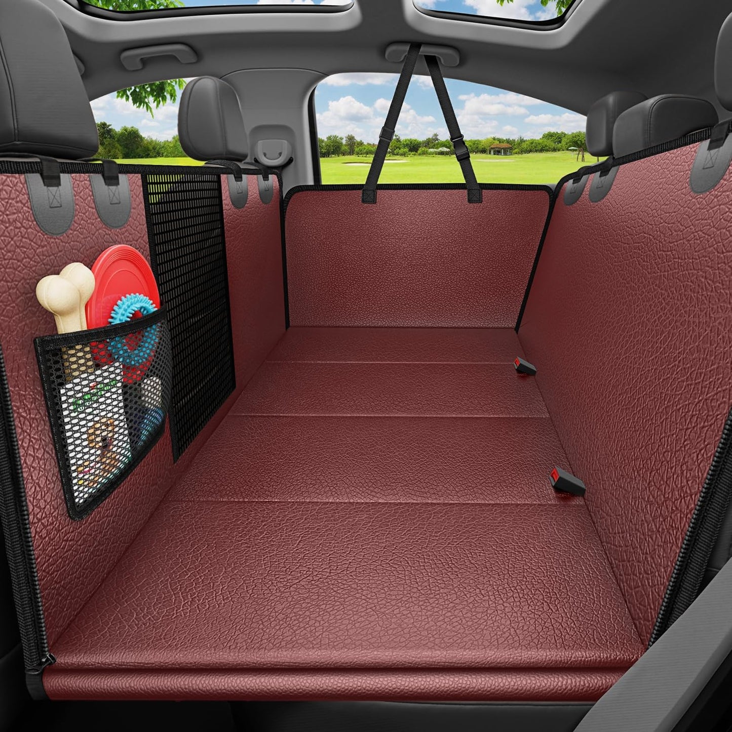 URPOWER Hard Bottom Dog Car Seat Cover for Back Seat | Color: Red | Size: Standard - 54" Length | Variant main image