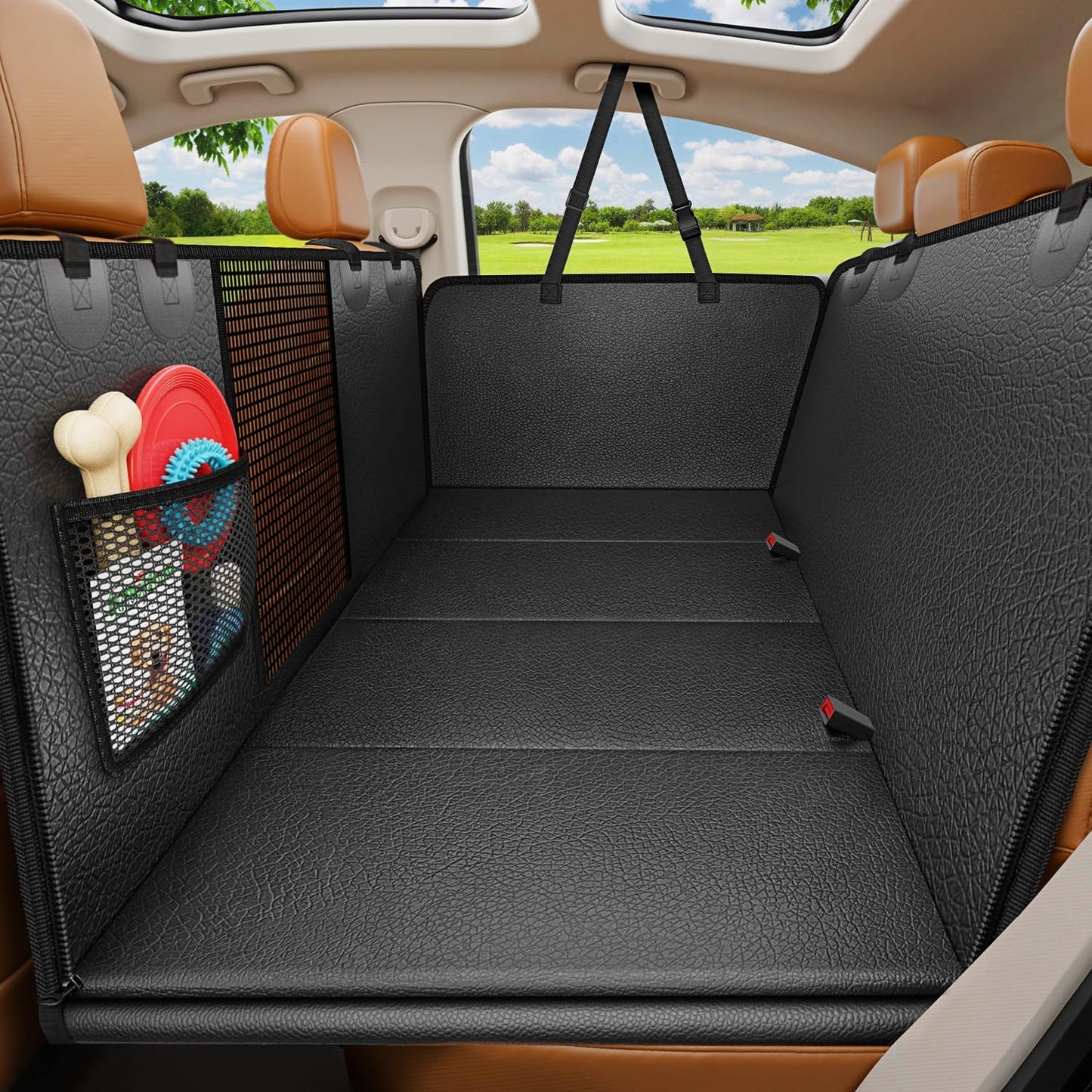 URPOWER Hard Bottom Dog Car Seat Cover for Back Seat | Color: Black | Size: Standard - 54" Length | Variant main image