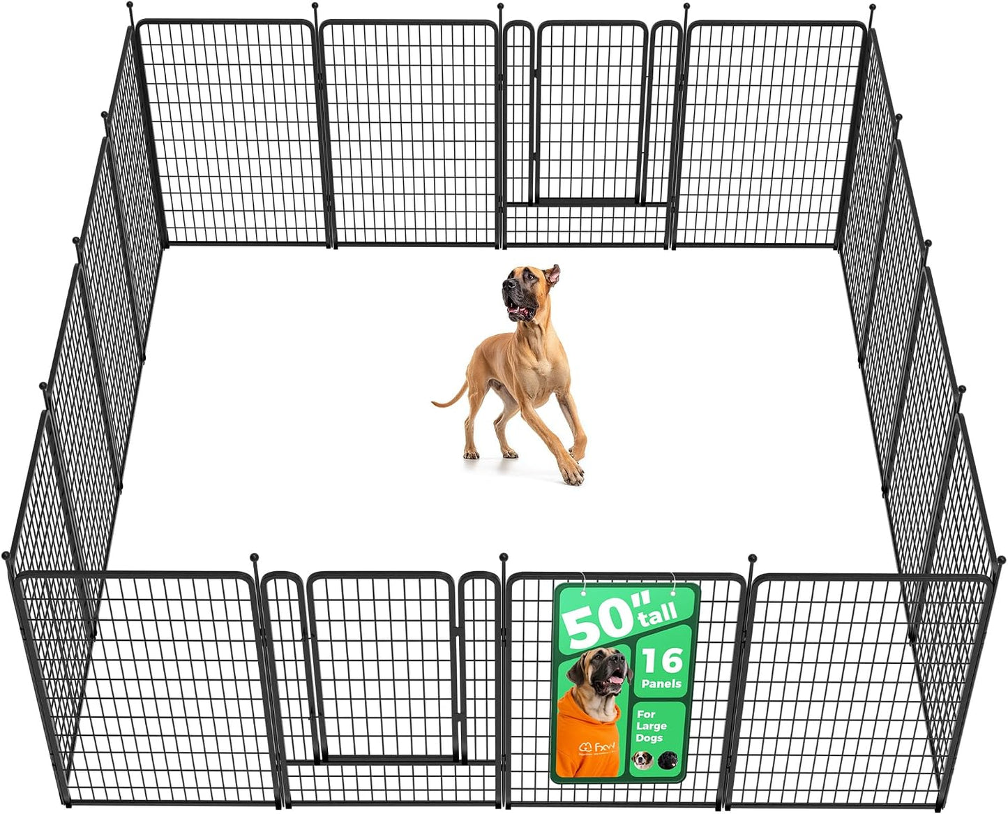 Rollick Dog Playpen, Indoor, Yard & RV Camping, 24" H, 8 Panels | Easy setup, Heavy-duty, DIY layouts, Walk-through gate, for Puppies & Small Dogs, Patented